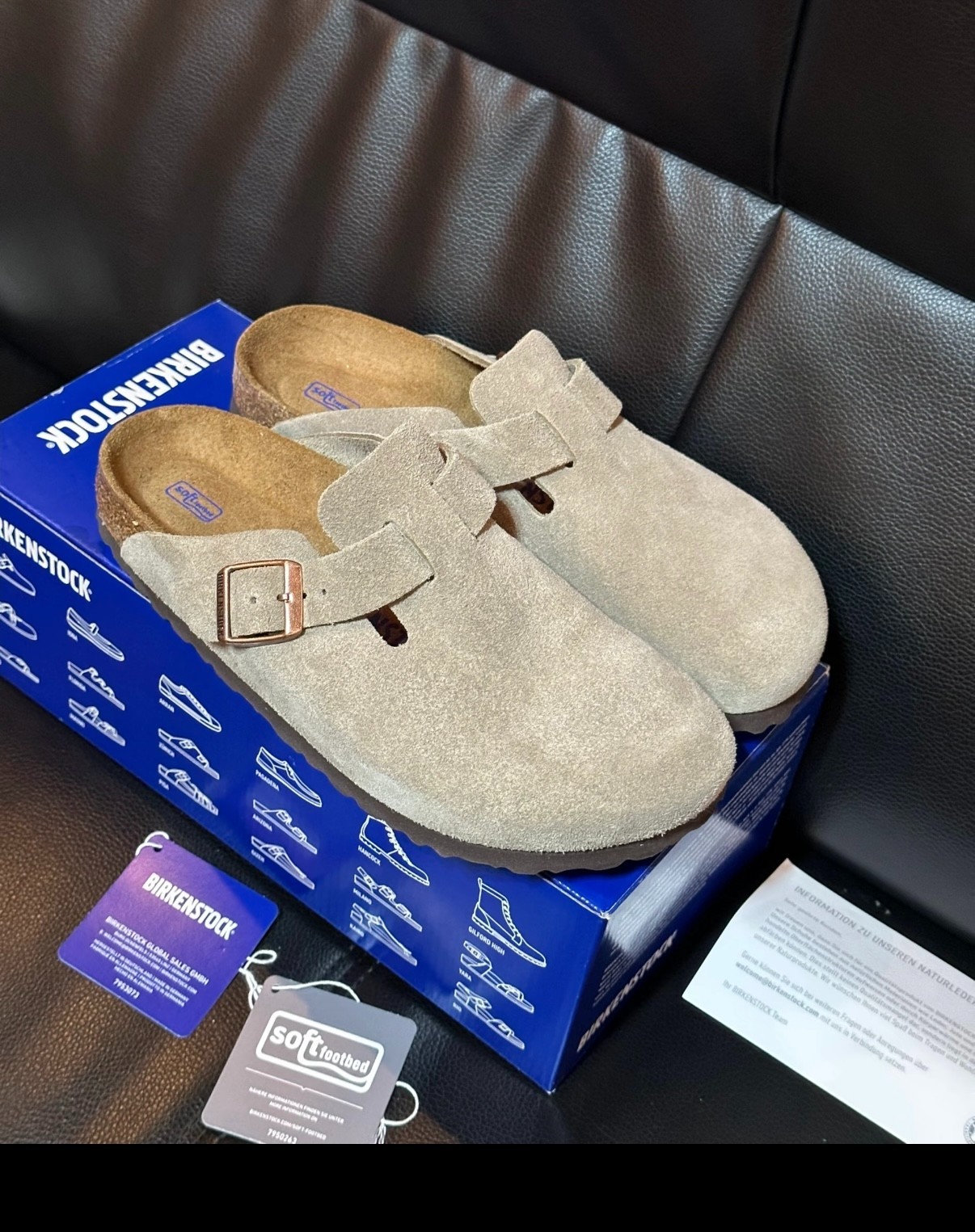 Birkenstock Boston Soft Footbed Suede Leather Taupe Clogs Unisex Shoes New