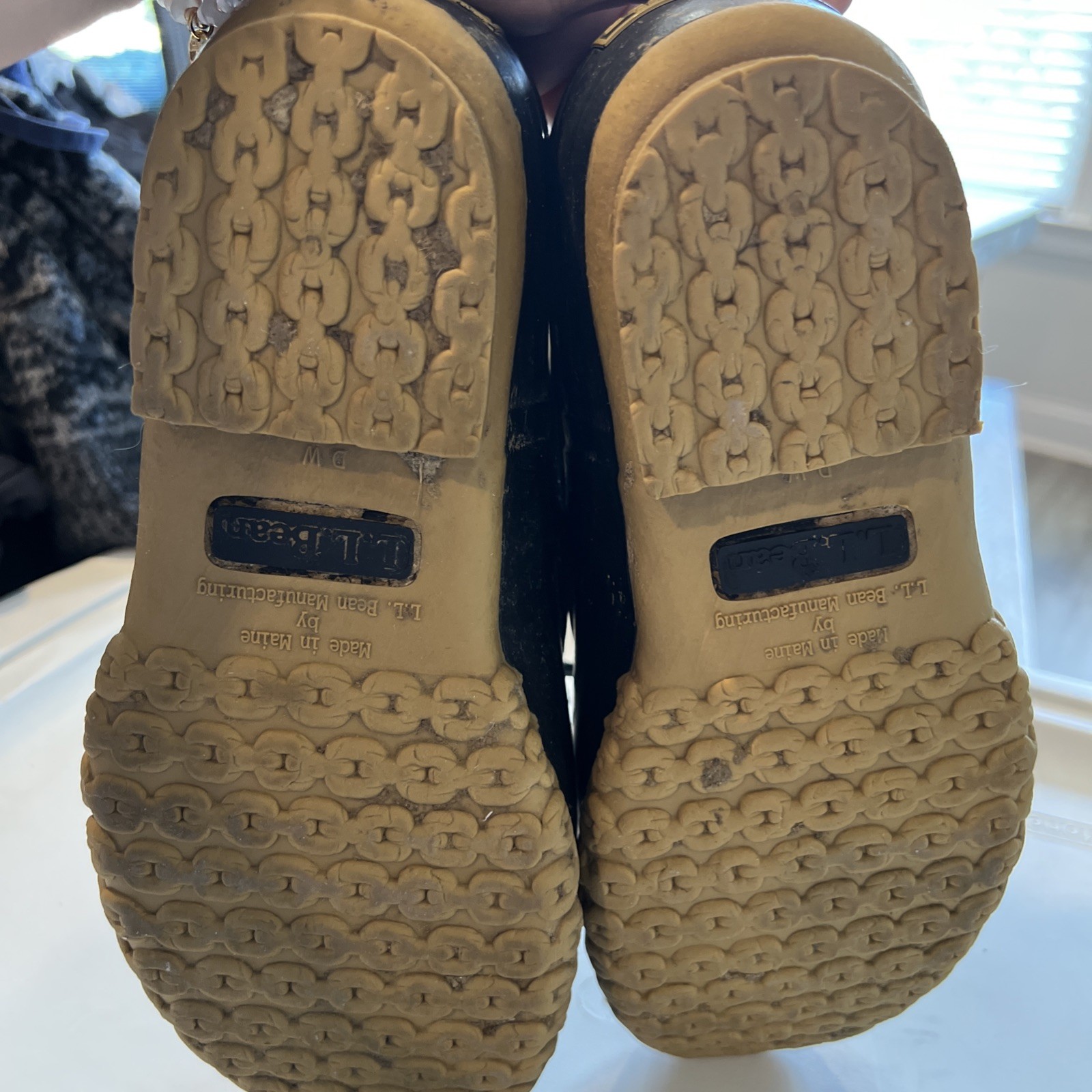 LL Bean Women Black Rubber Unlined Moccasin Gumshoes Duck Boots Size 8 W wide