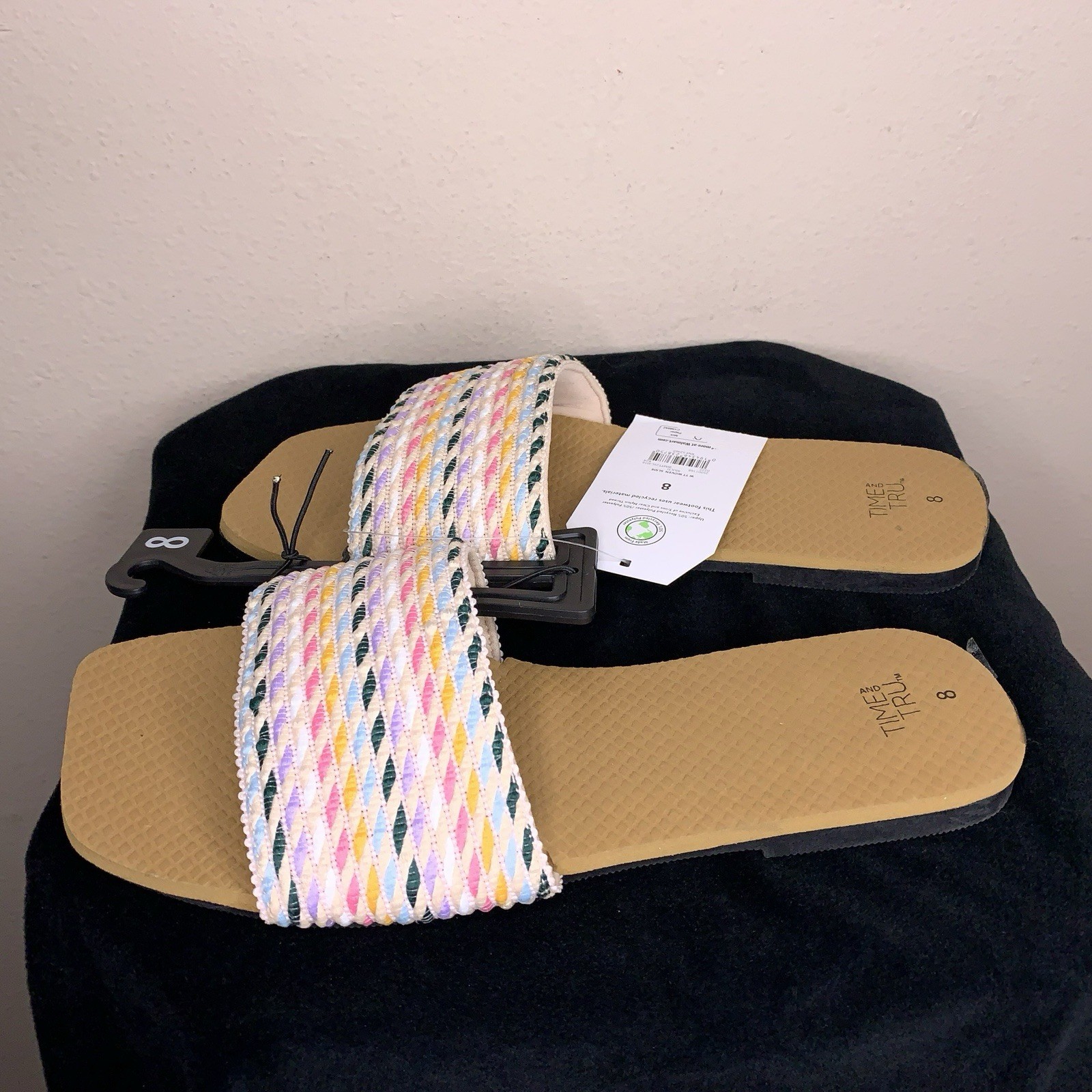 New Size 8 Slide Sandals Multicolored Tan Brown Womens Boho Bohemian Beach
