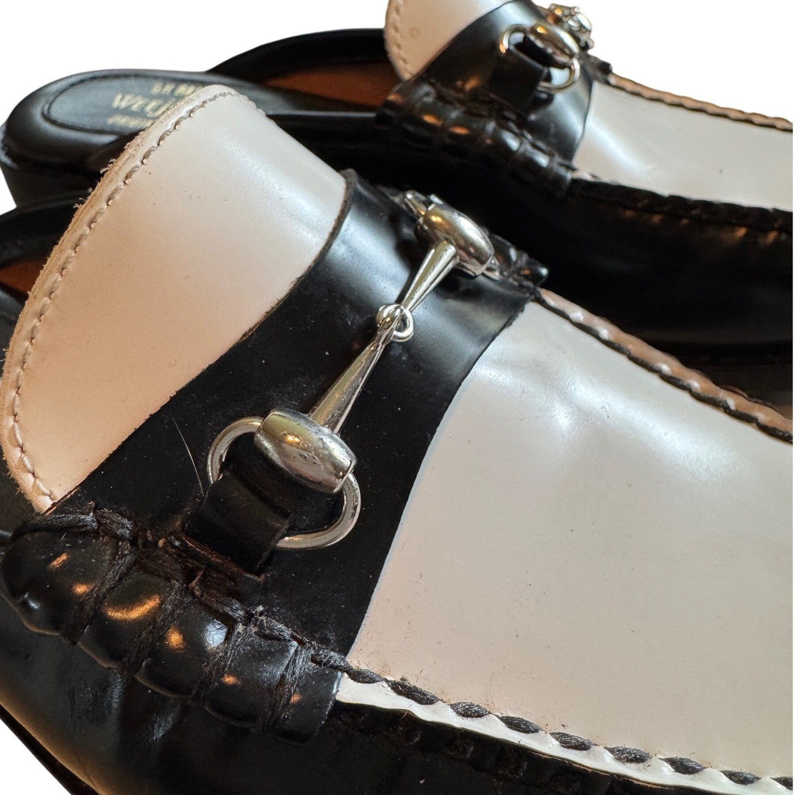 G.H. Bass Weejuns Lianna Mule 7 Black White Bit Loafers Dark Academia Preppy