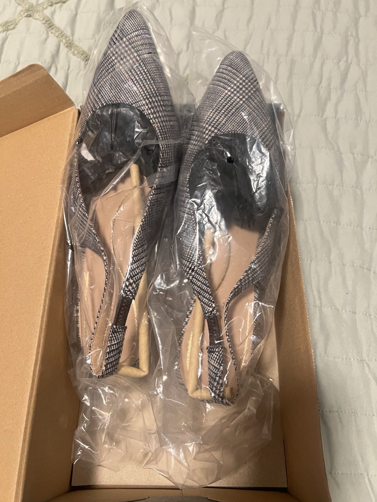 Cole Haan Women’s Plaid Textile Pointed Toe Stiletto Slingback Heels 8B