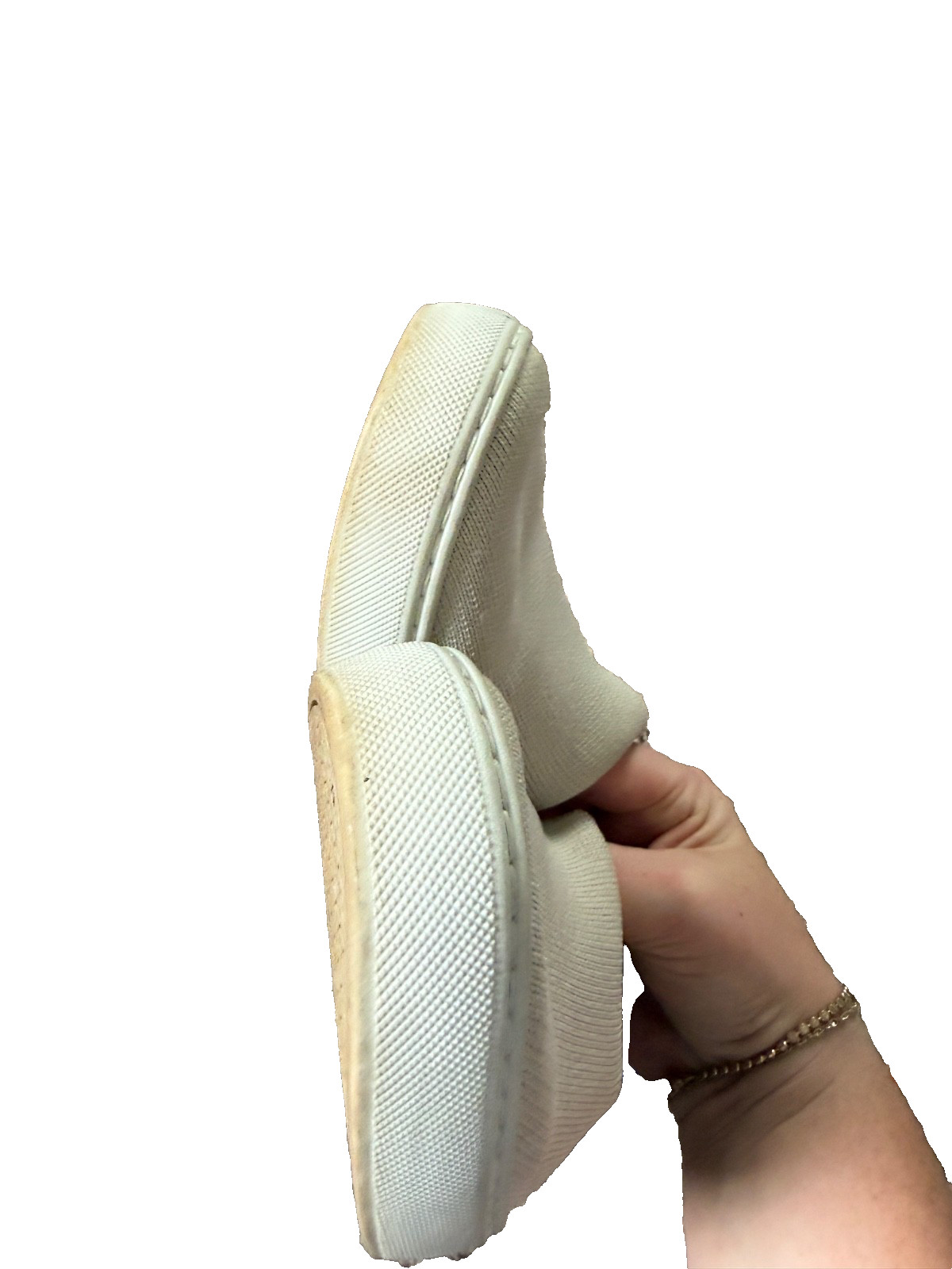 Rothy’s The Original Slip On Sneaker Women’s 8 Ivory Knit Washable Comfort Shoe
