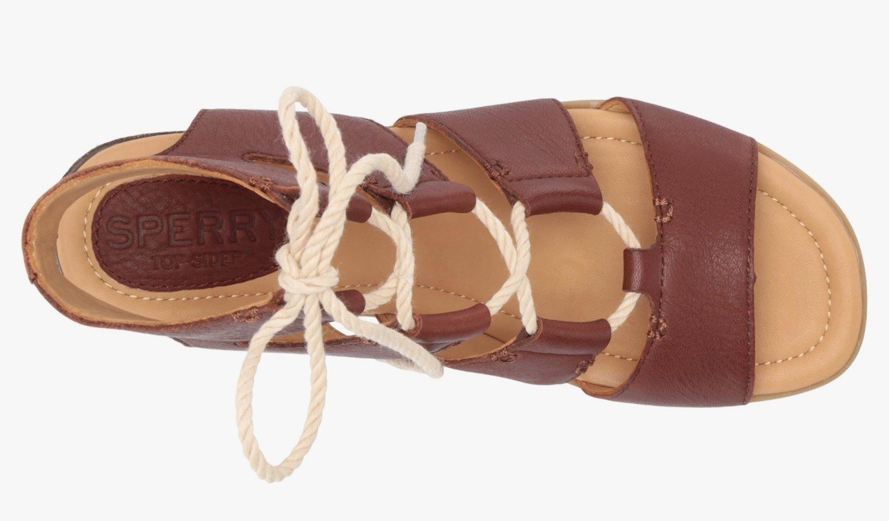Sperry Top Sider Vivienne Lia Leather Sandals Lace Up Block Heel Size 8.5