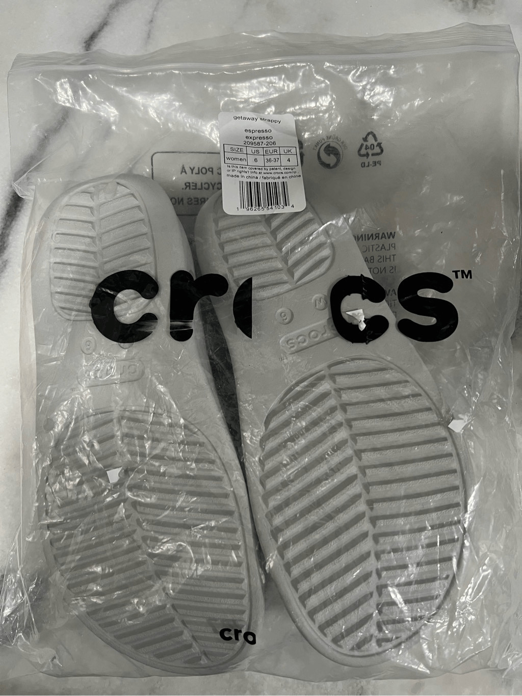 Crocs Getaway Strappy Flip Flops (Women’s Size 6, Espresso, Style 209587-206)
