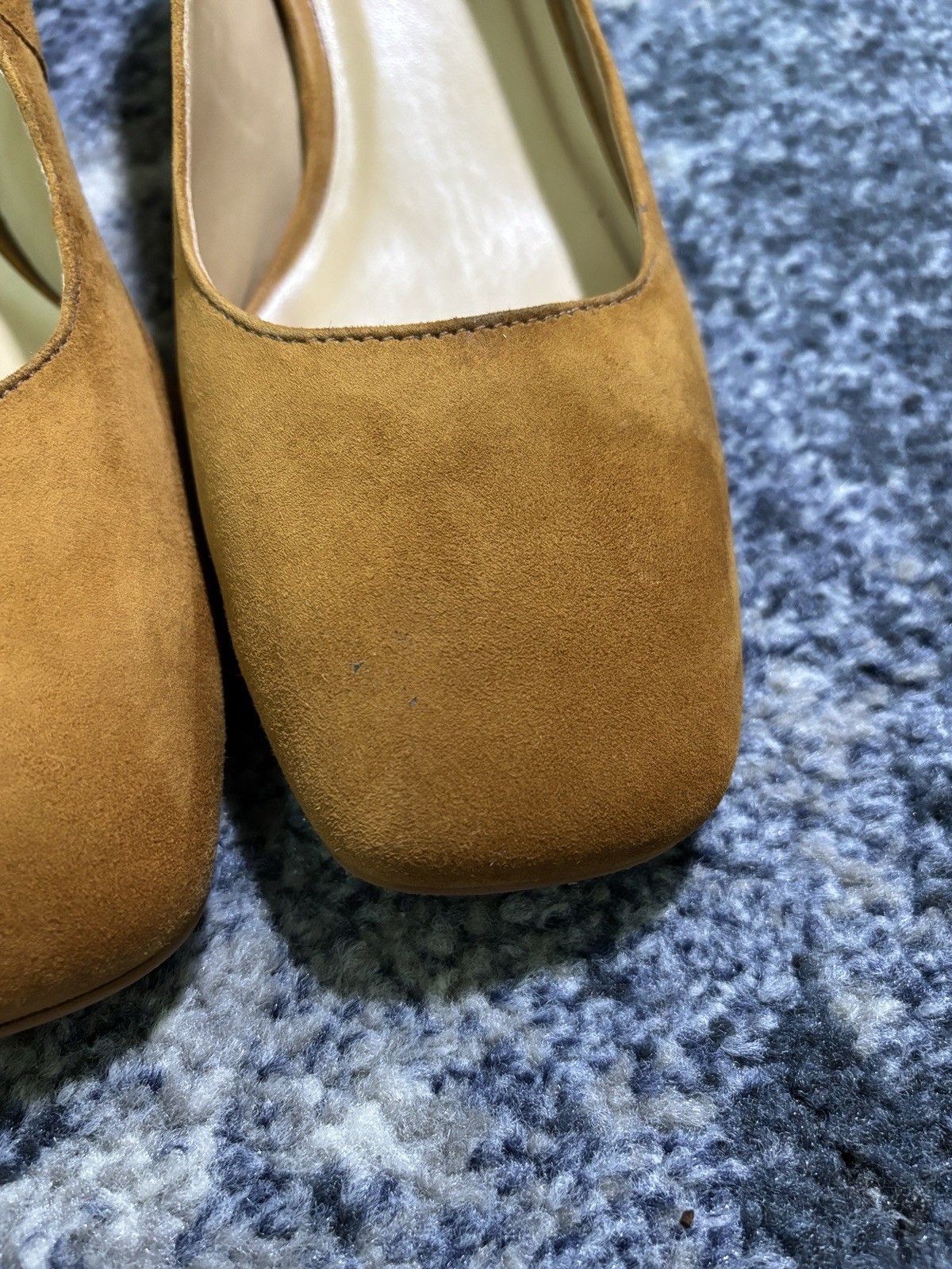 Talbots Brown Suede Square Toe Block Heel Pumps Slip On Woodgrain Women 7.5