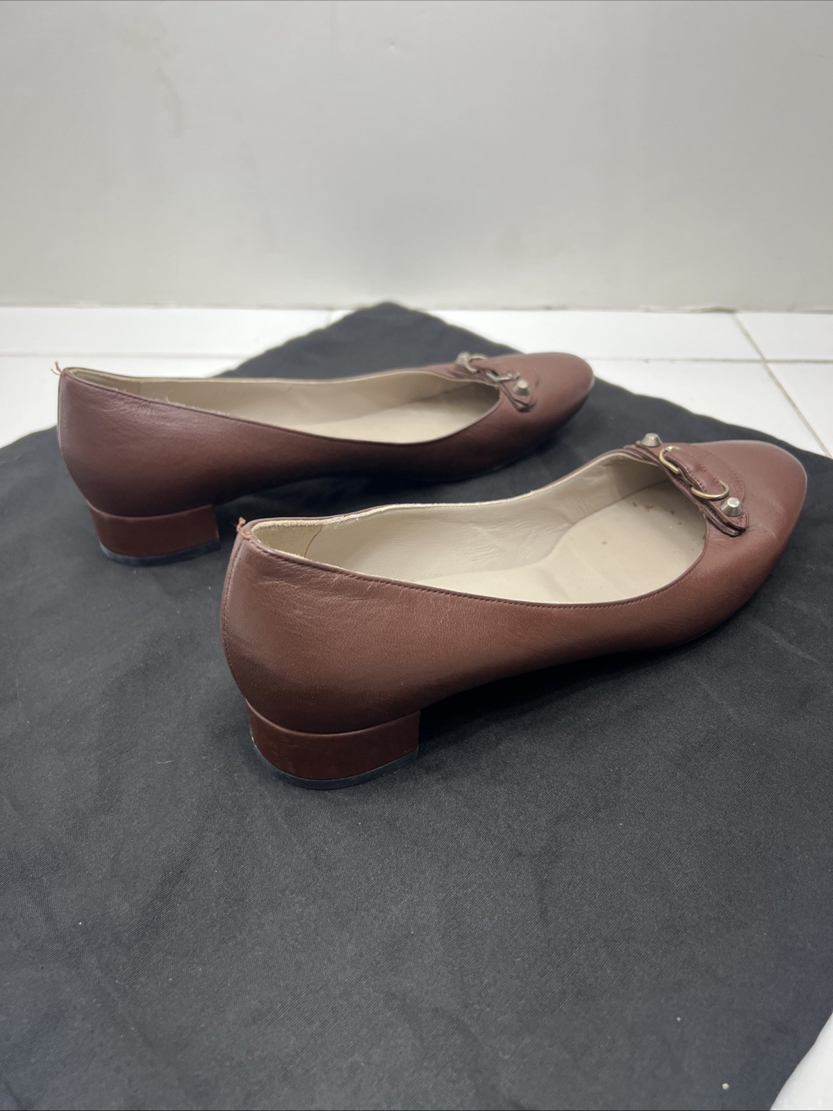 Balenciaga City 41 Ballet Low Pumps Studded Mules Slip On Smoking Loafers Mules