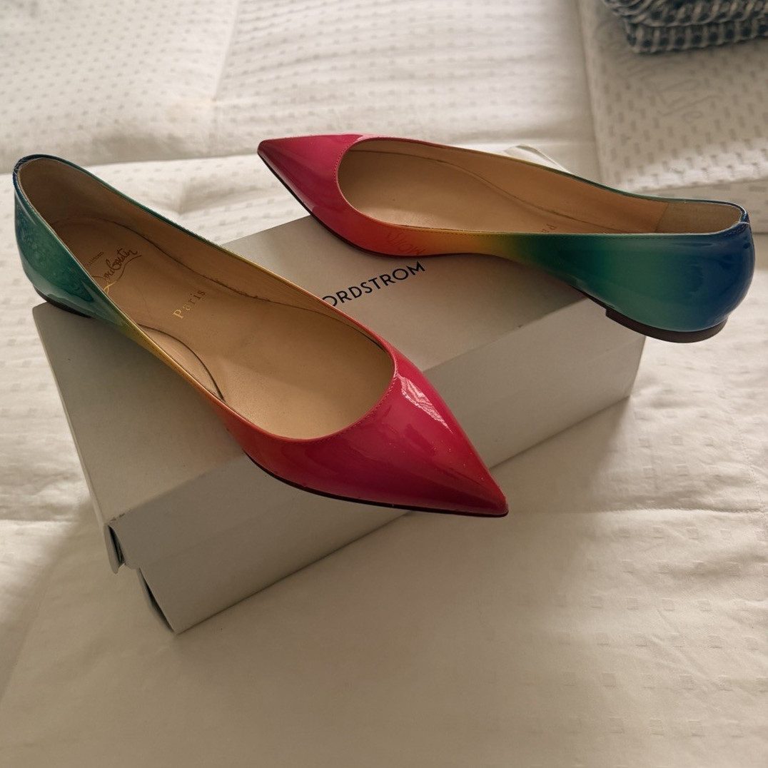 Christian Louboutin Women’s Ombre Patent Leather Pointed Ballet Flats 8.5