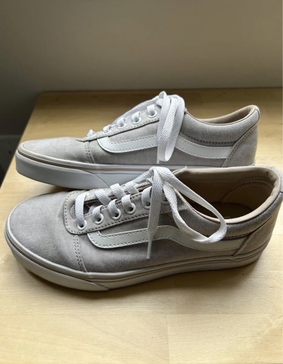 Vans Old Skool Woman`s Low Top, Canvas Sneakers-summer Taupe Size 7.5 Clean!