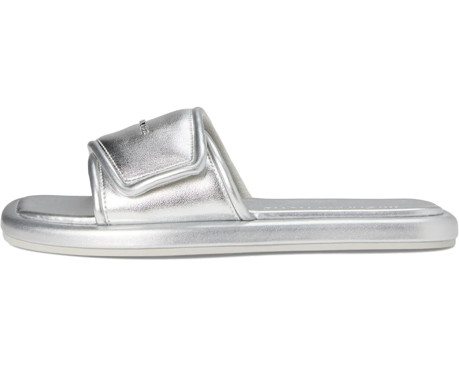 MICHAEL KORS SUKI MK LOGO SILVER ADJUSTABLE SLIDES 9 11 I LOVE SHOES