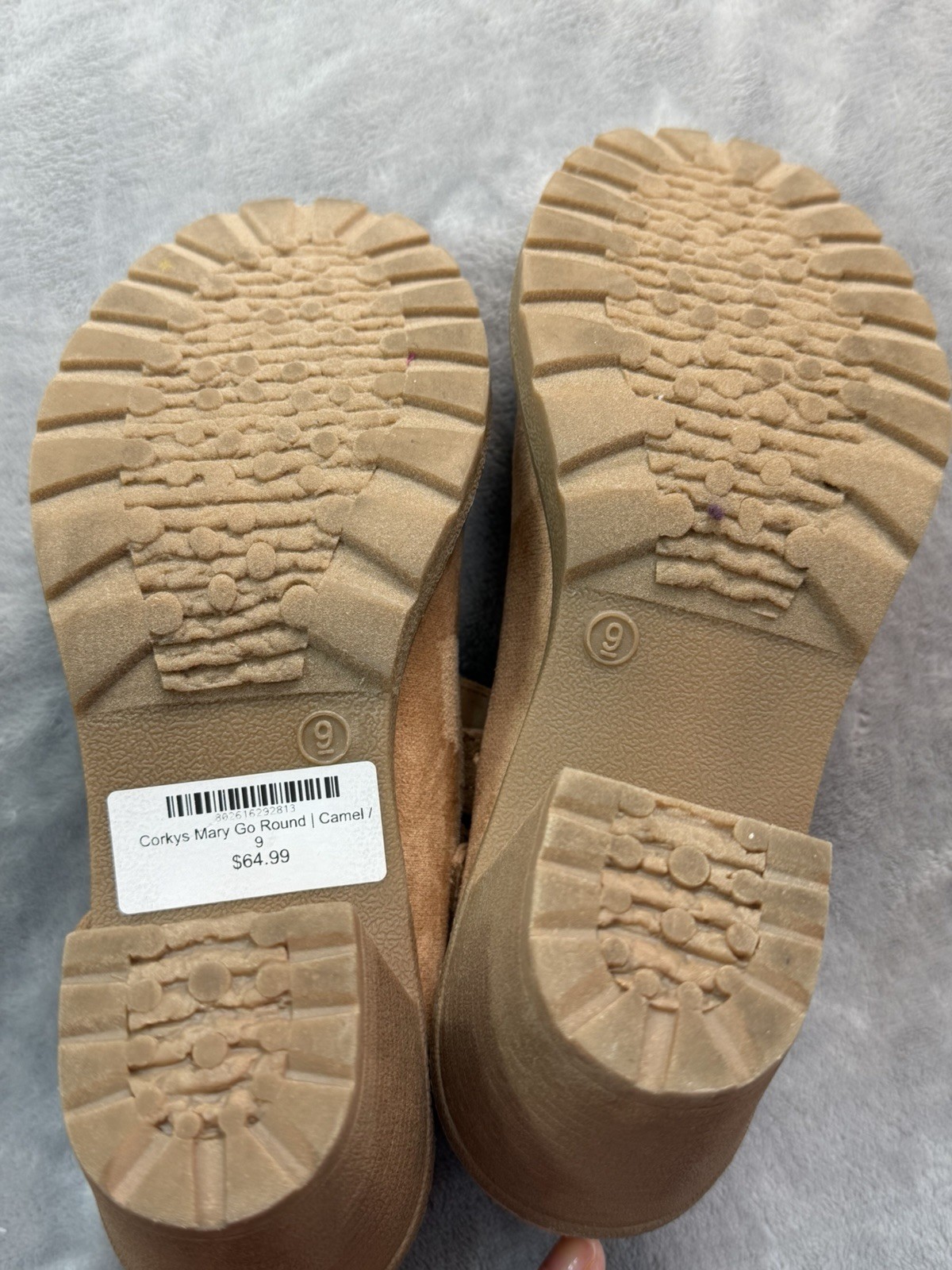 Corkys Camel Suede Mary Jane Heels Round Toe Hook & Loop Ankle Strap US 9