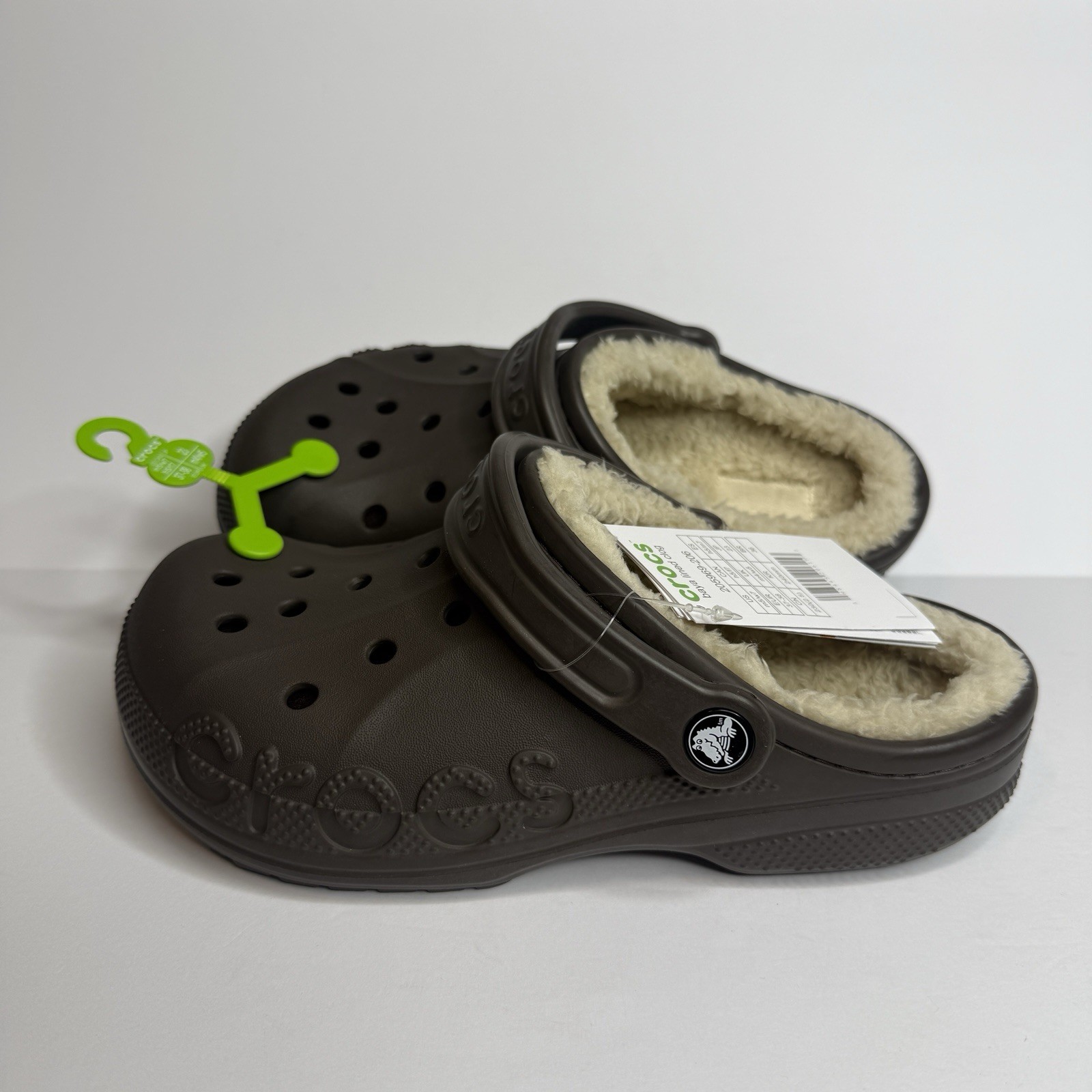 NWT Crocs Baya Lined Clog Espresso Brown Mens 5 Womens 7 Faux Fur 205969-206