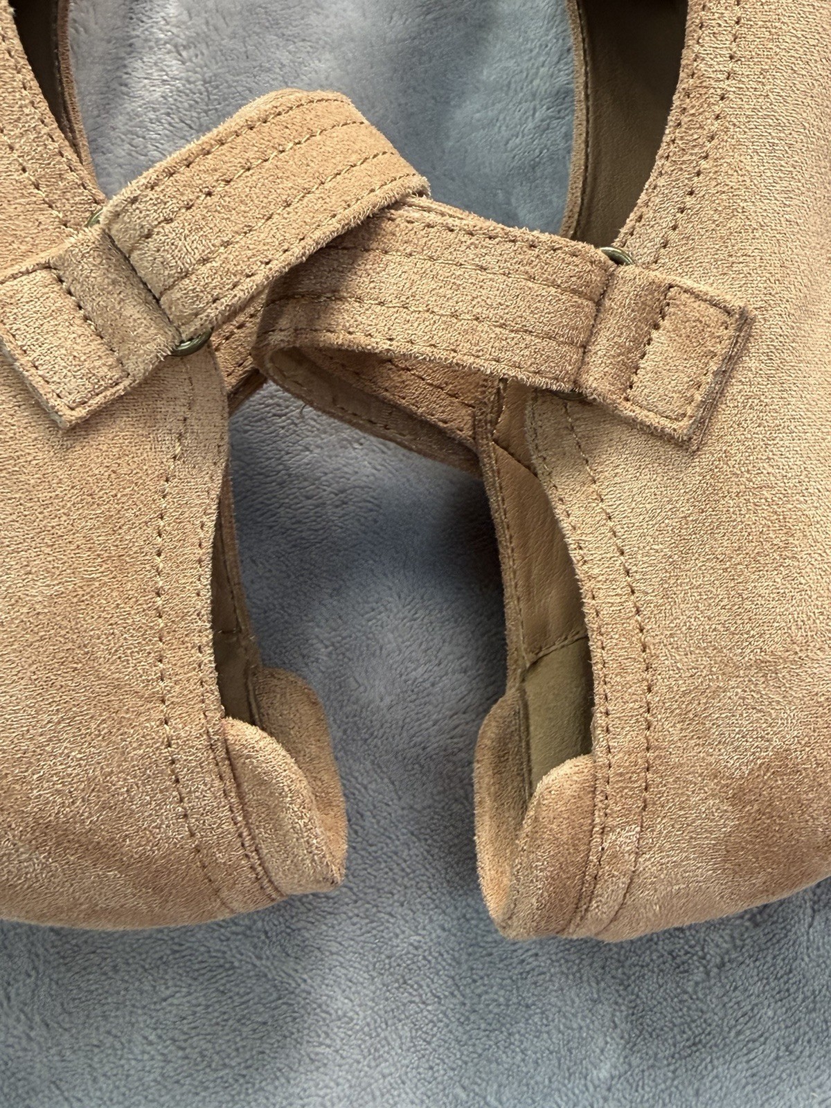 Corkys Camel Suede Mary Jane Heels Round Toe Hook & Loop Ankle Strap US 9