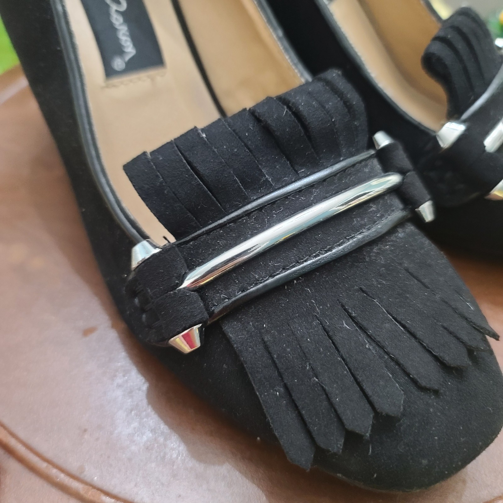 David Aaron Black Mormont Fringe Heeled Platform Shoes Sz 6.5