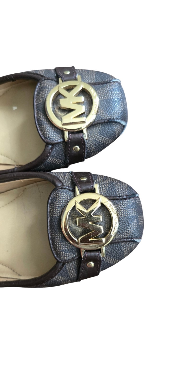 Michael Kors Fulton Brown Leather MK Logo Ballet Flats Shoes- Womens Size 7M