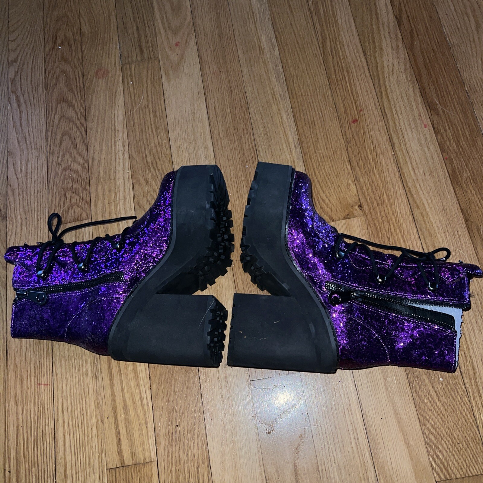 Killstar Platform Boots Heels Size 5 Glitter Purple Cosplay Goth Halloween NWOB