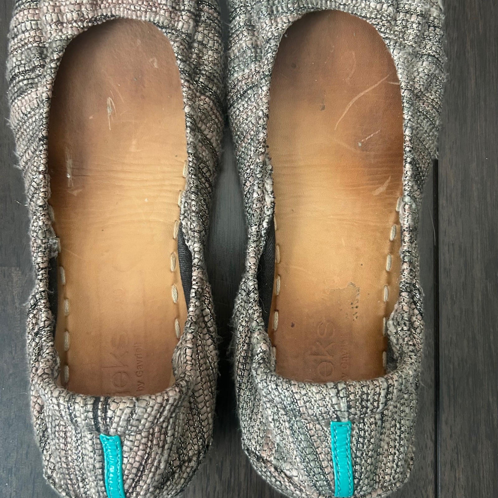 Tieks by Gavrieli Women 10 Mojave Woven Metallic Ballet Flats Brown Gray