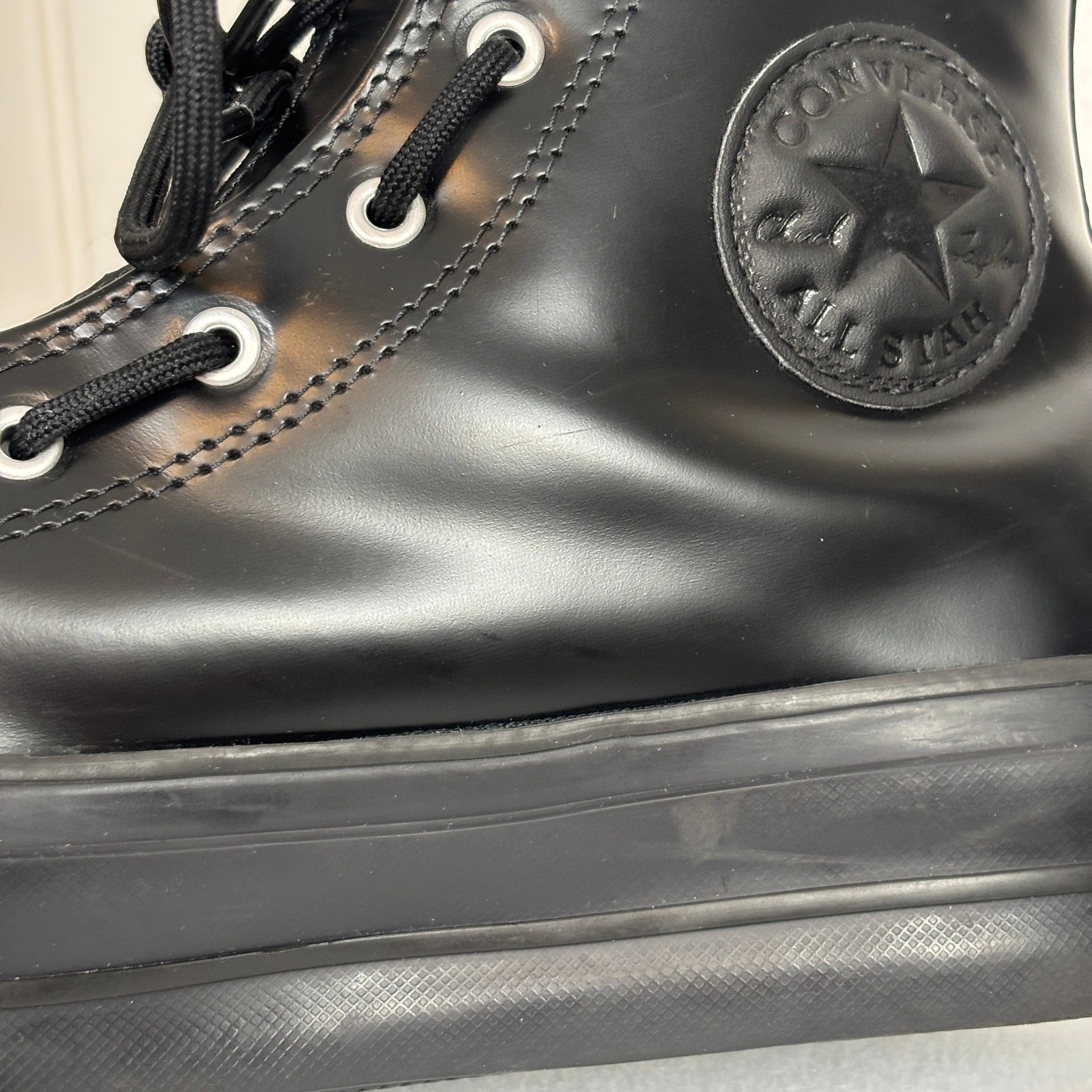 Converse Chuck Taylor All Star Lift Platform Leather Shoes 8 Black Total Eclipse
