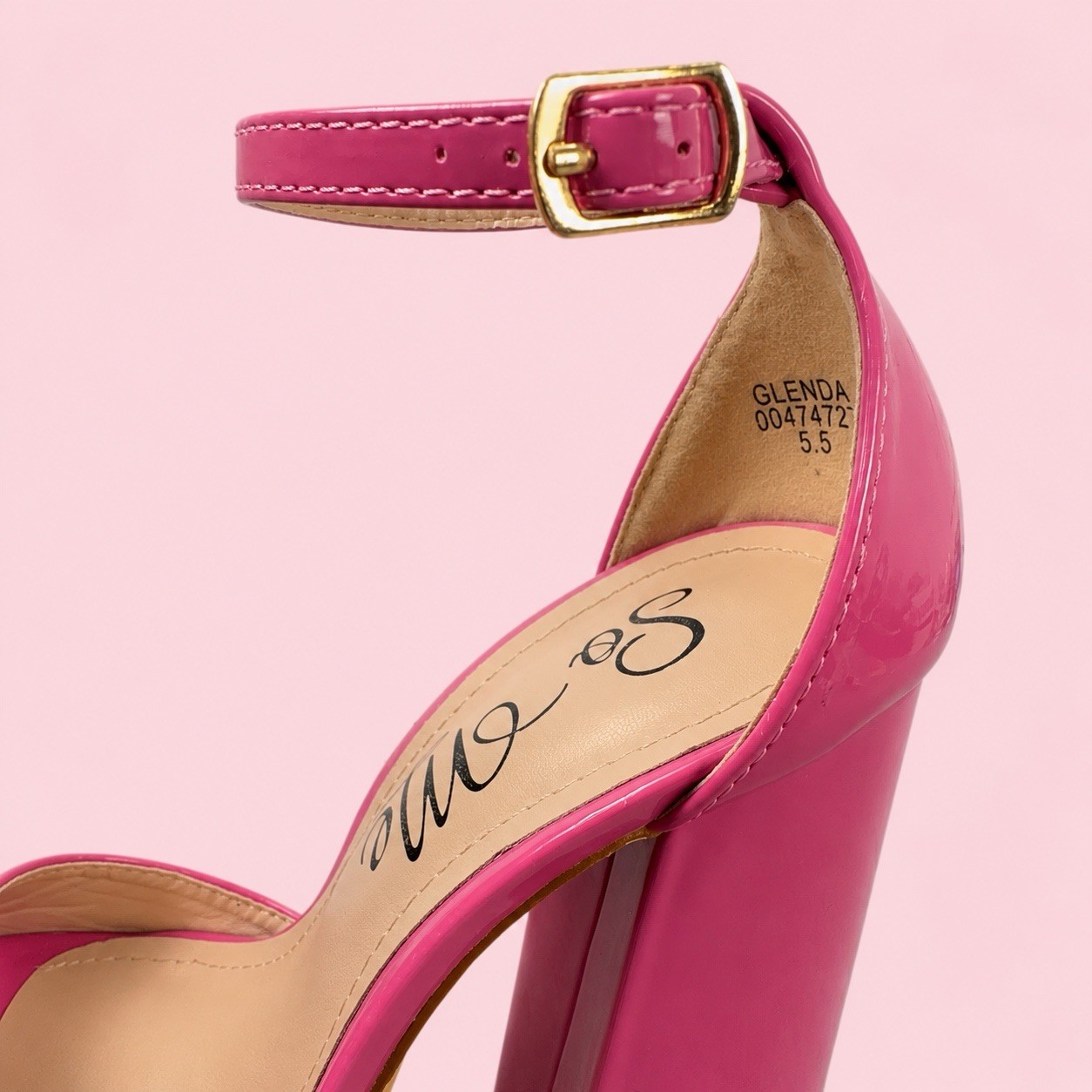 So Me Glenda Pink Patent Platform Block Heel Sandals Women’s 5.5 Barbie Y2K