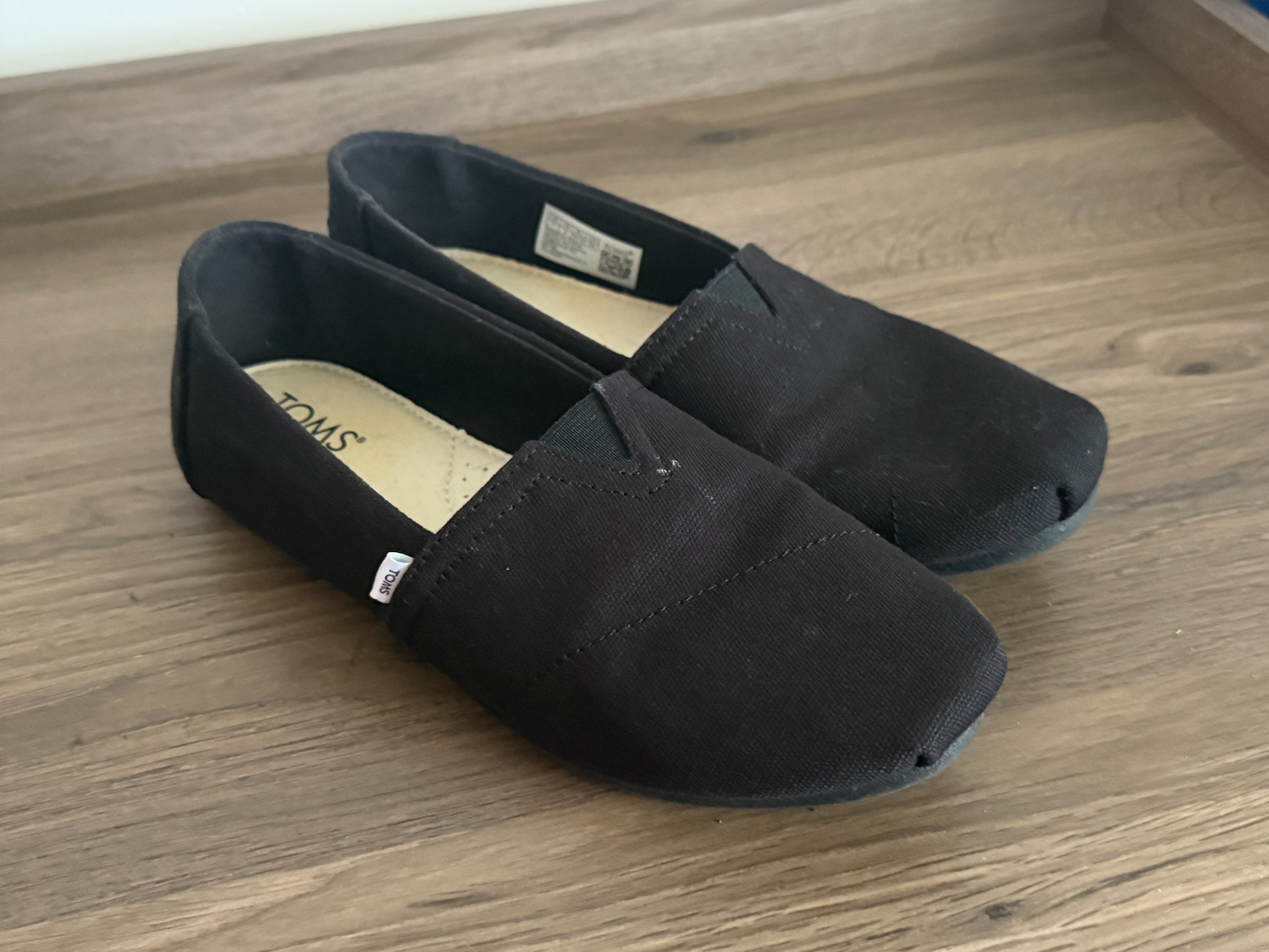 TOMS Women’s Black Canvas Classic Alpargata Slip-On Flats Size 7 EU 37.5