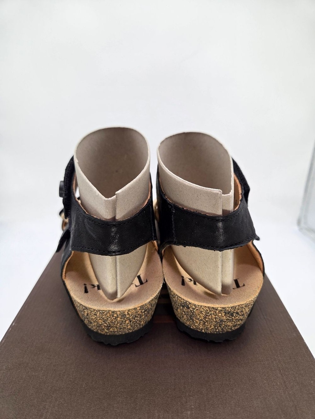 Think! Dumia Black Strappy Ankle-Wrap Sandals 36