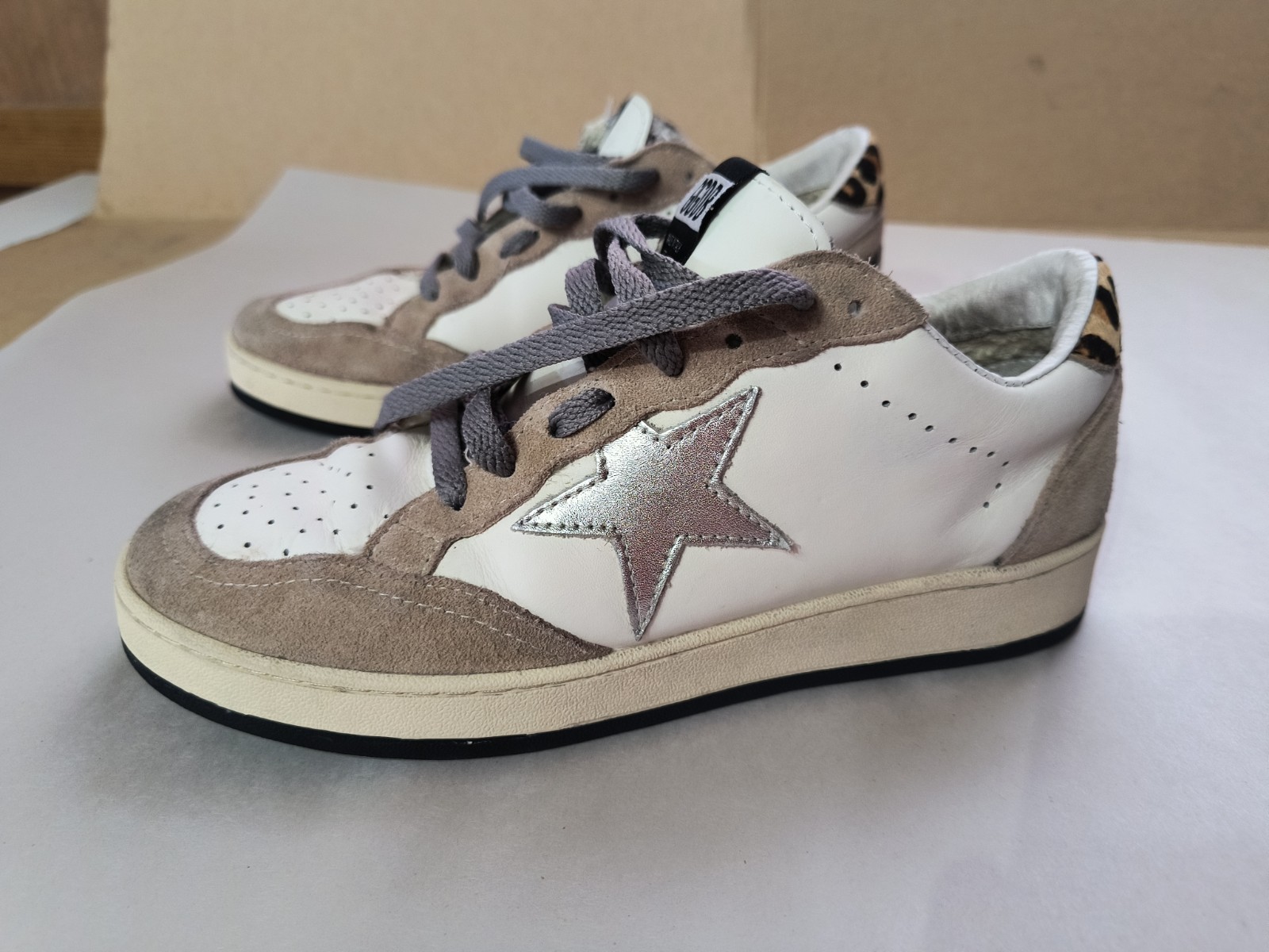 GGDB Golden Goose SUPERSTAR Leopard Silver Sneakers White Leather Women’s 40