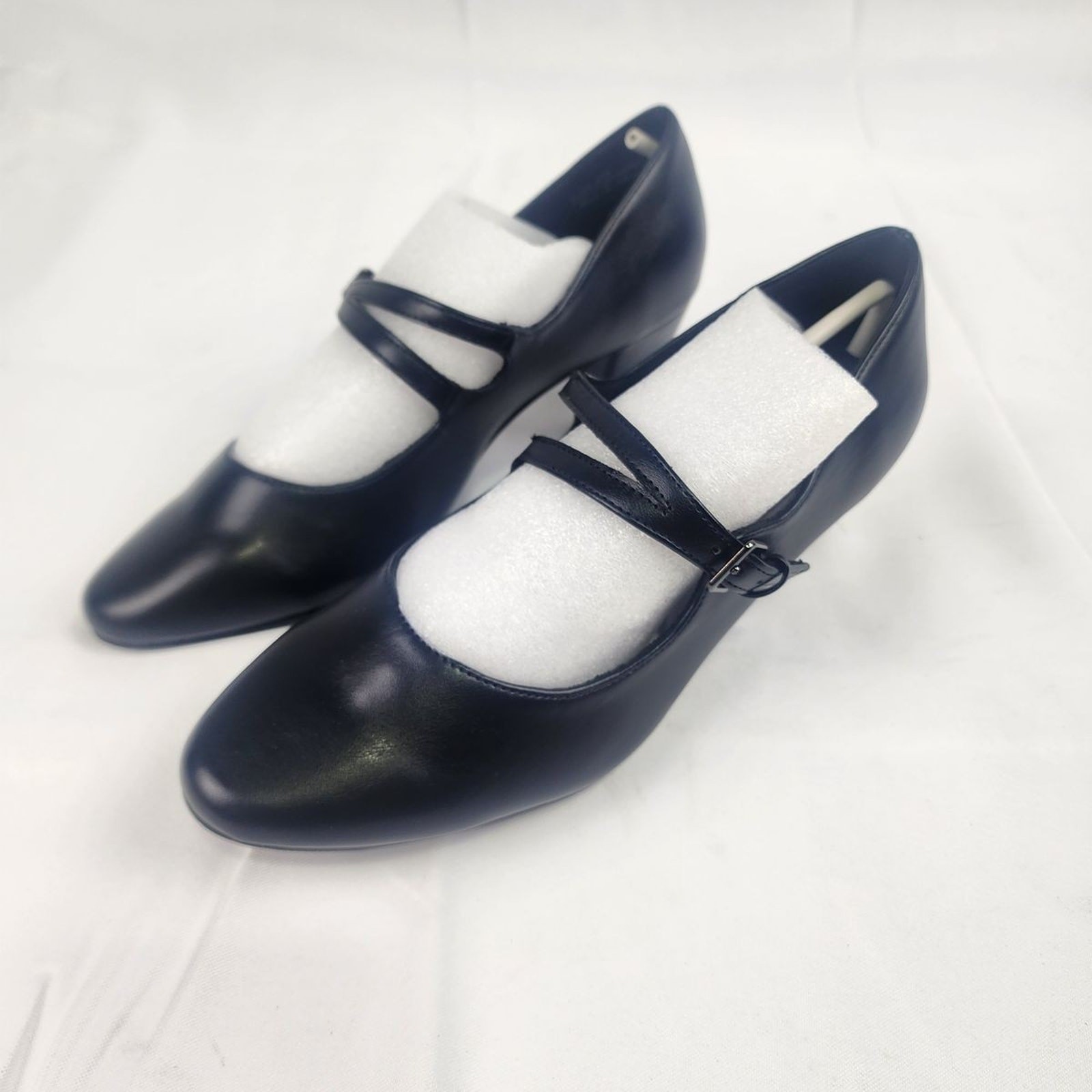 Easy Street Womens Meryl Black Mary Jane Block Heel Pumps 9.5 M