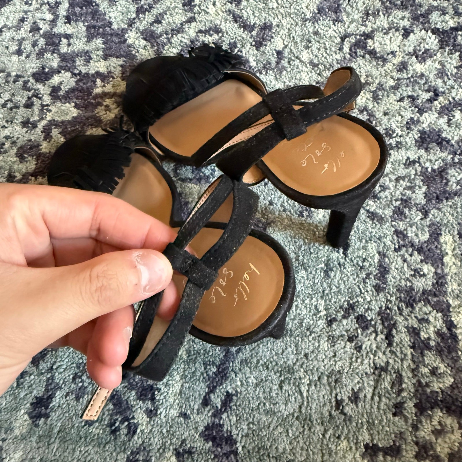 Banana Republic Black Honeysuckle Fringe Open Toe Heels Summer Going Out Preppy