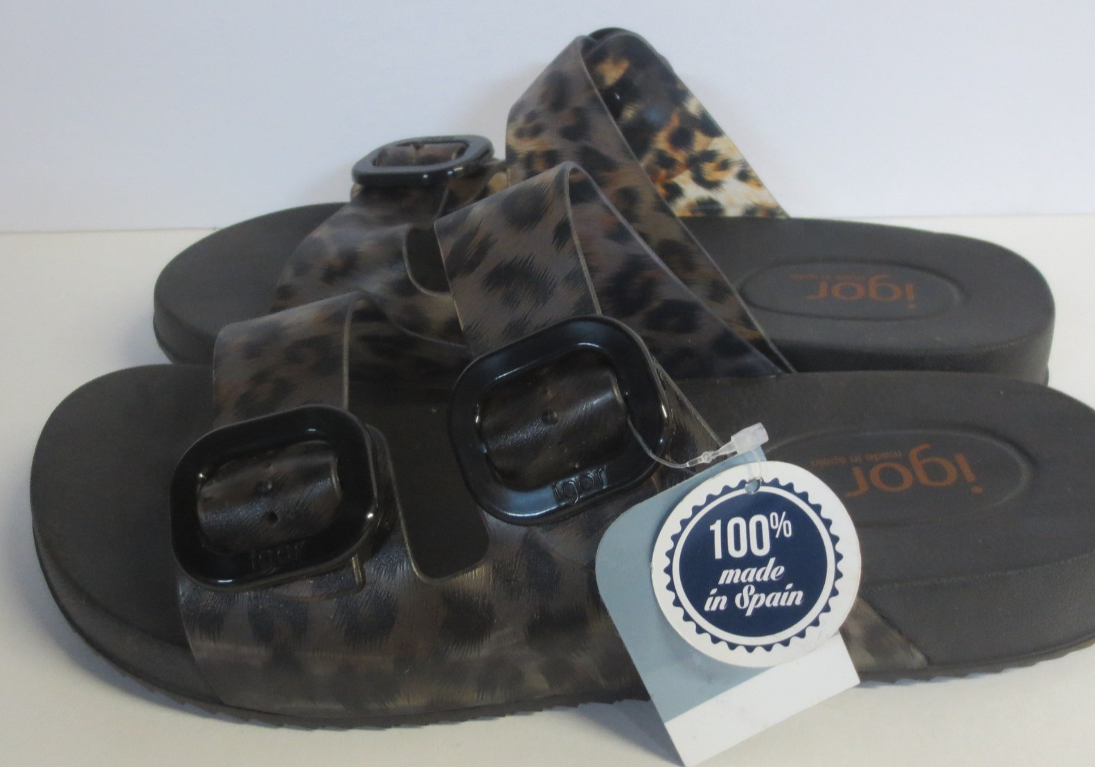Igor Women’s Habana Brillo Leopard Sandals – BLACK – EU 41 – US 10-10.5