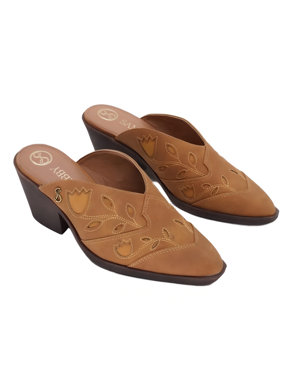 Sam and Libby Womens Floren Western Slip On Mule Sienna Brown Sz 9M