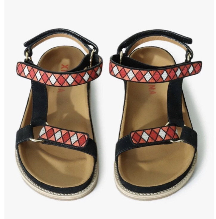 NIB Xirena Anais embroidered suede sandals size 7.5 black NEW $334