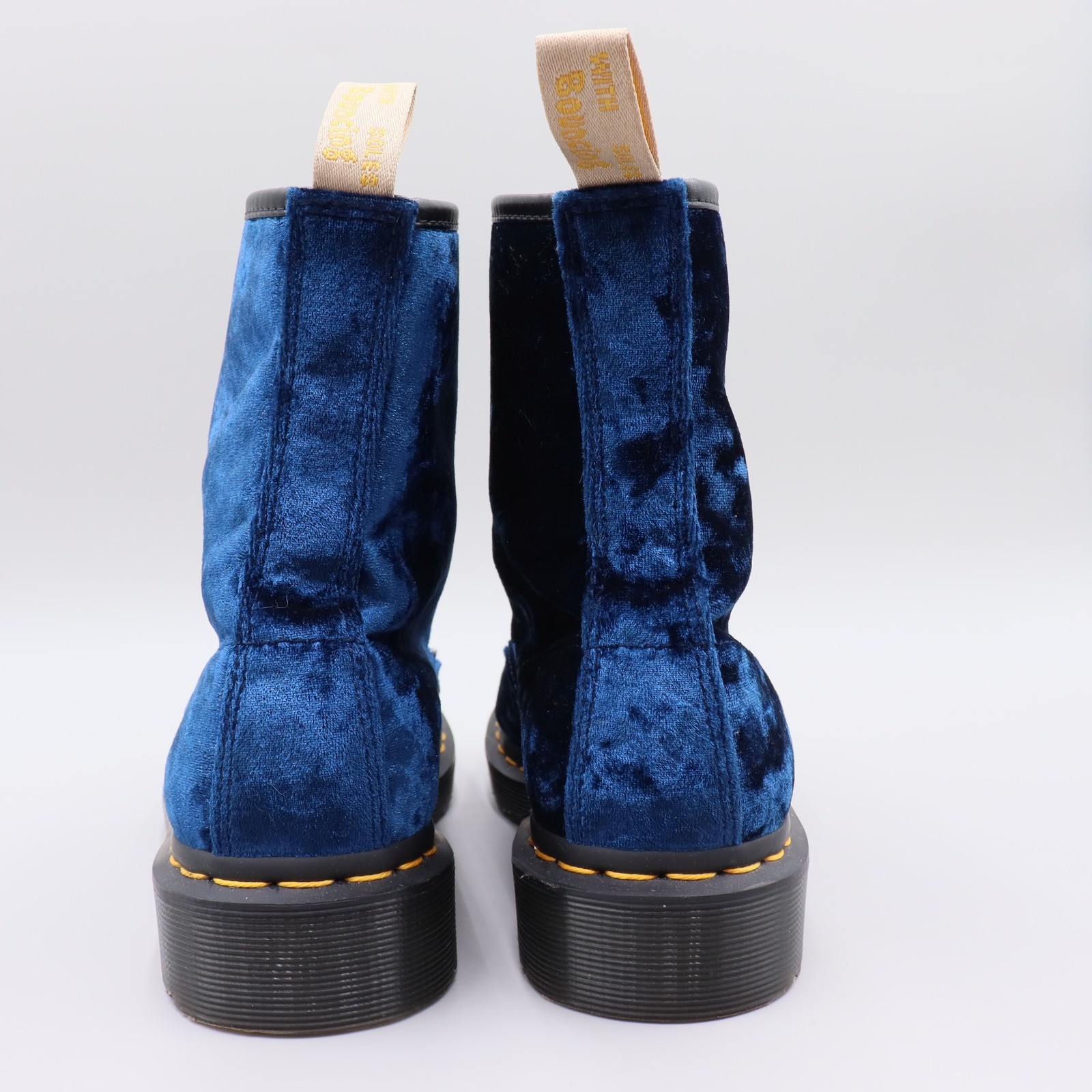 Dr. Martens 1460 Pascal Blue Velvet Ribbon Lace Combat Boots Womens 8 US 39 EU