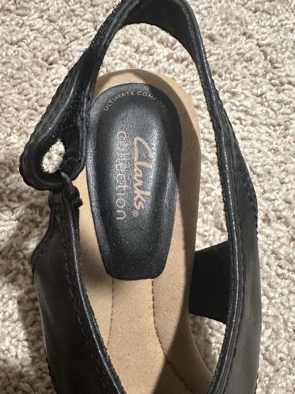 Clark’s Collection Women’s Wedge Sandals Size 7M Black 2.75 In Heel