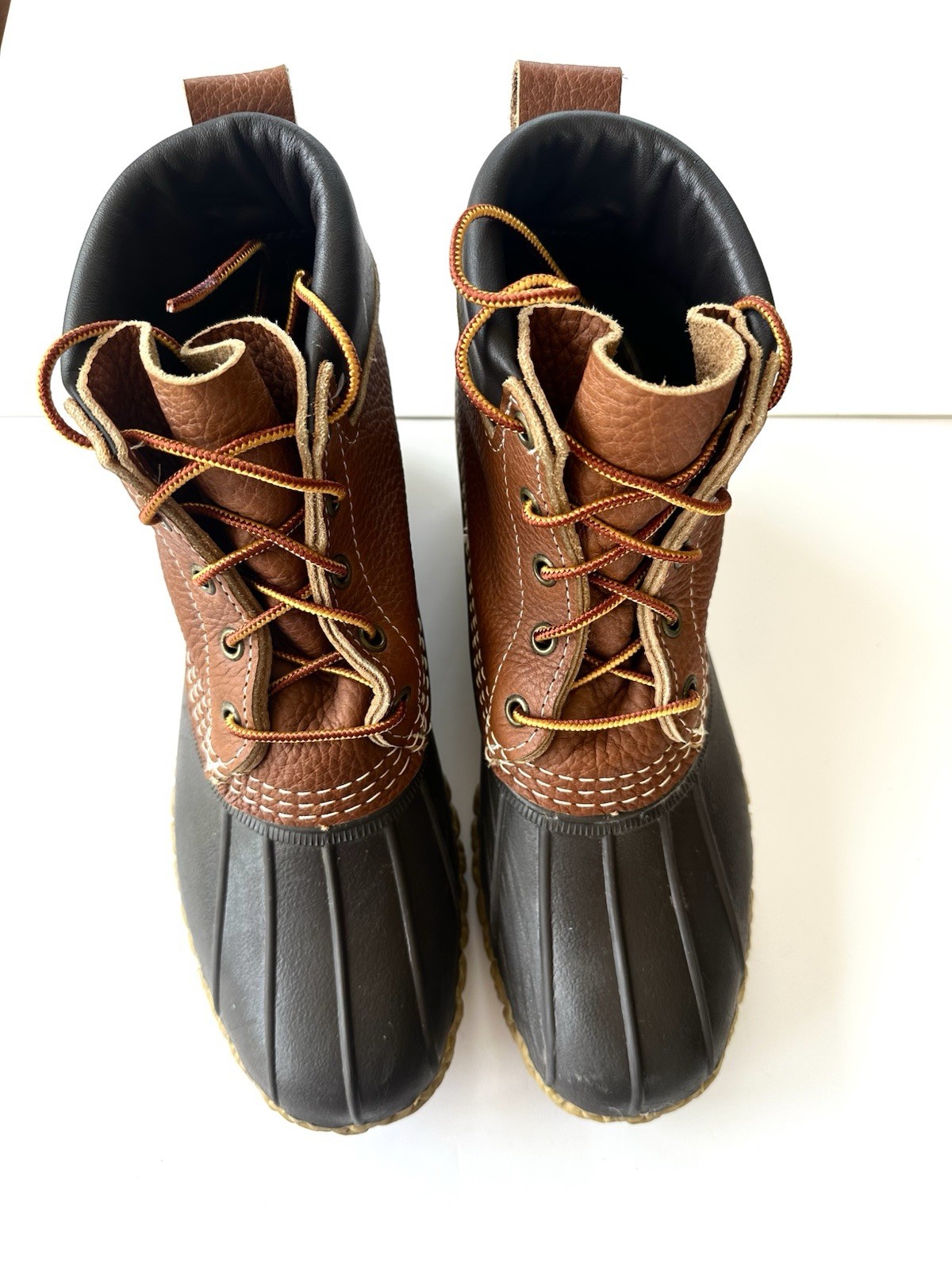 LL Bean Duck Bean Boots Women Size 9 Unlined Rolled Leather Vintage Made in USA