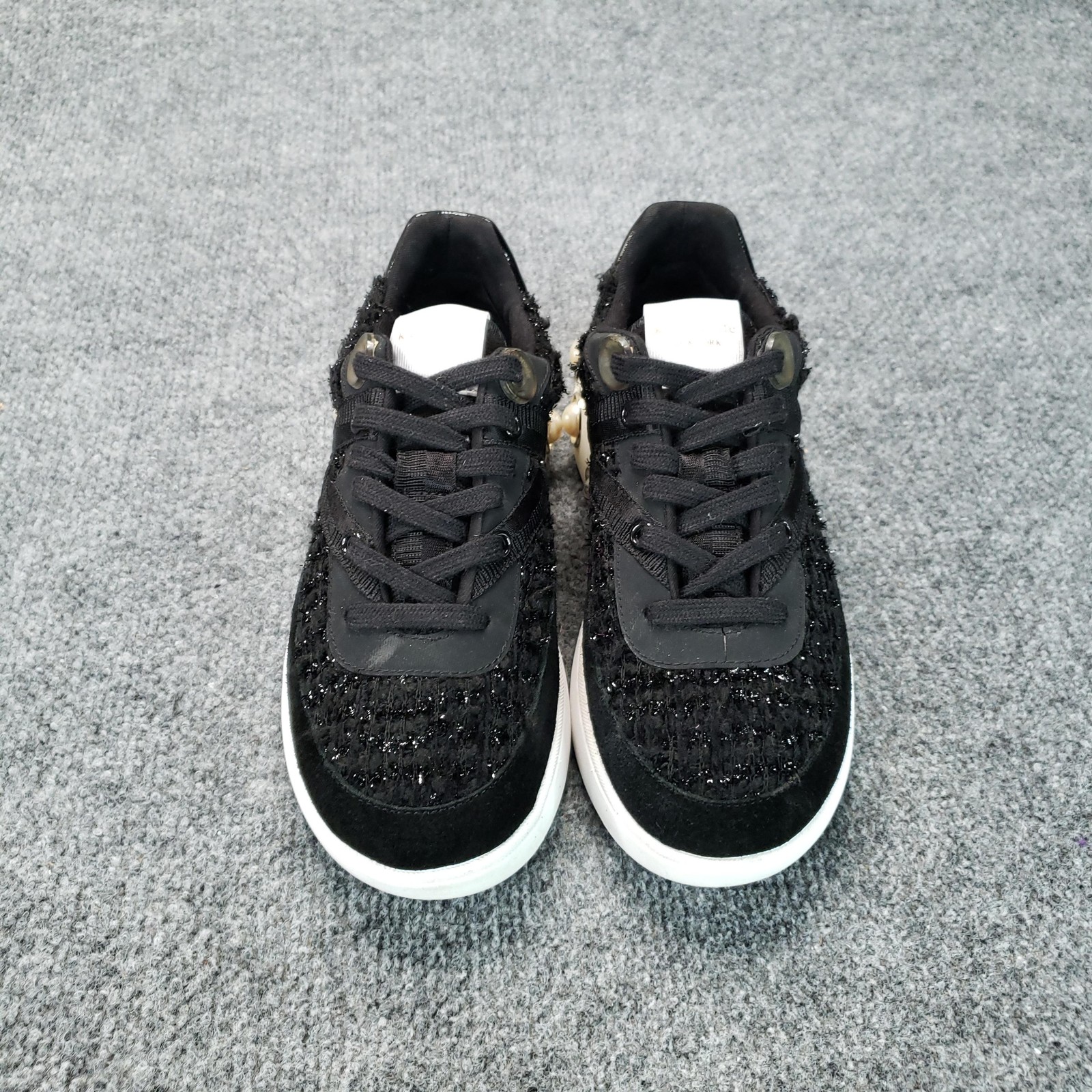 Kate Spade New York Cayman Shoes Womens Size 6 Black Sneaker Pearl Studded