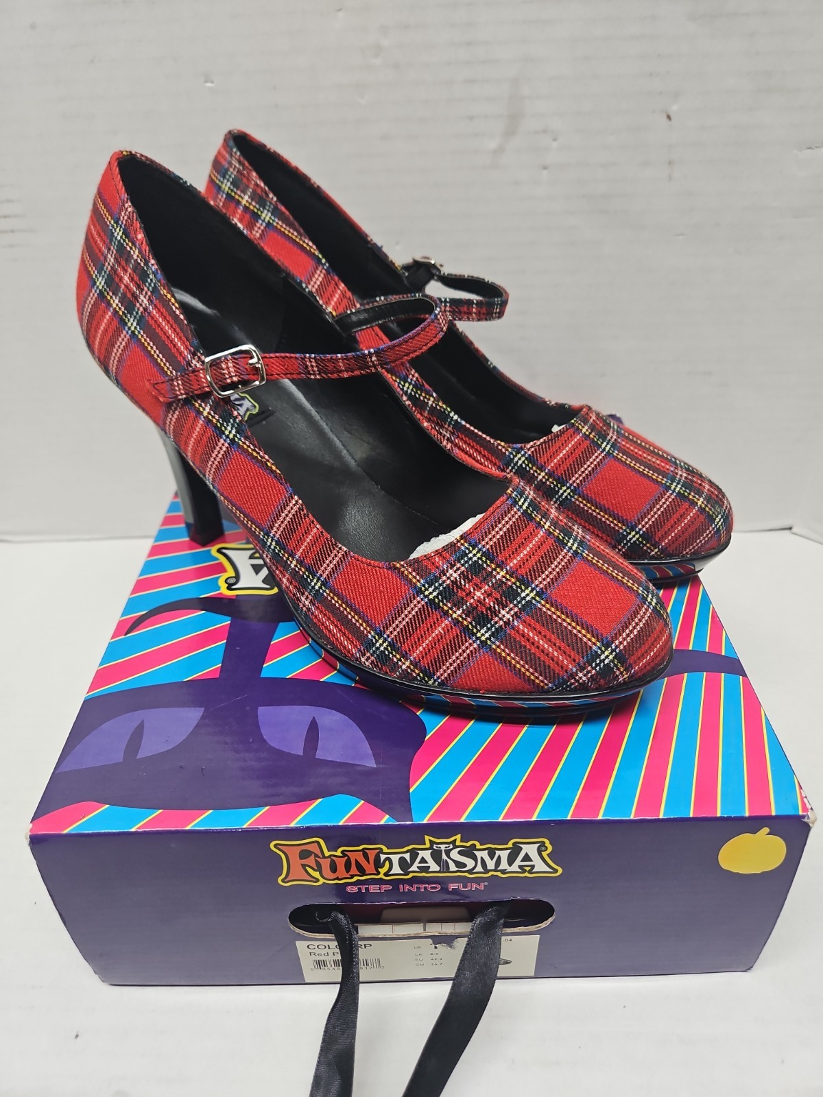 The Funtasma by Pleaser College-04 Pump red plaid New Old STOCK IN BOX Size 11