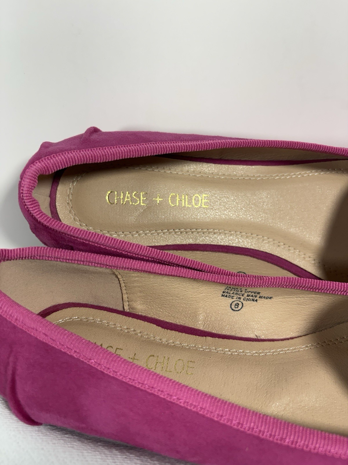 New! Chase + Chloe JAMES Pink Faux Suede Flats W/Rhinestone Buckle Size 8