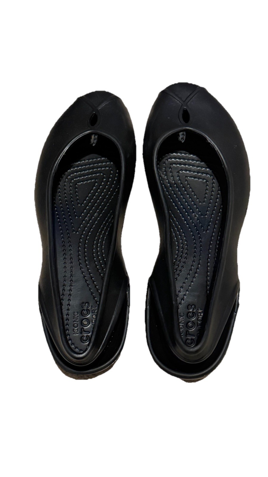 Crocs Olivia II Flat Sz 8 Black Slingback Ballet Slip On Comfort Shoe~202826 EUC