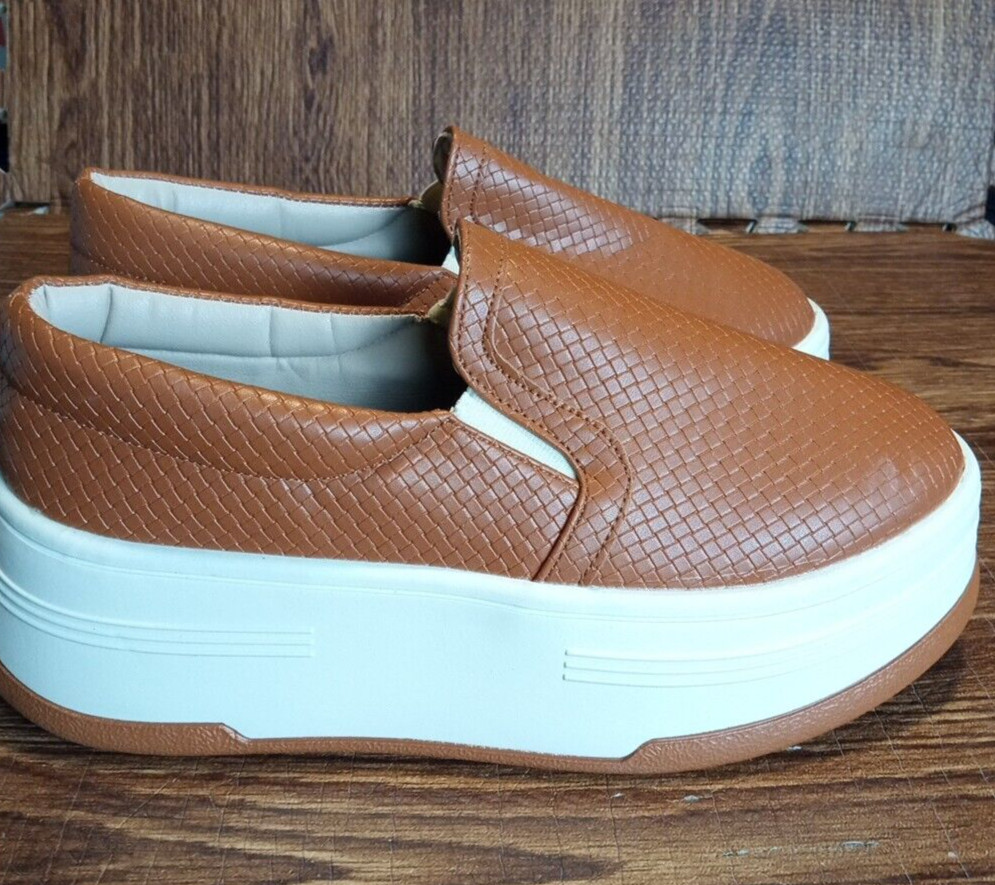 Women Shoes Platform 2.5″ Brown Faux Leather 9.5US/41EU NWOT