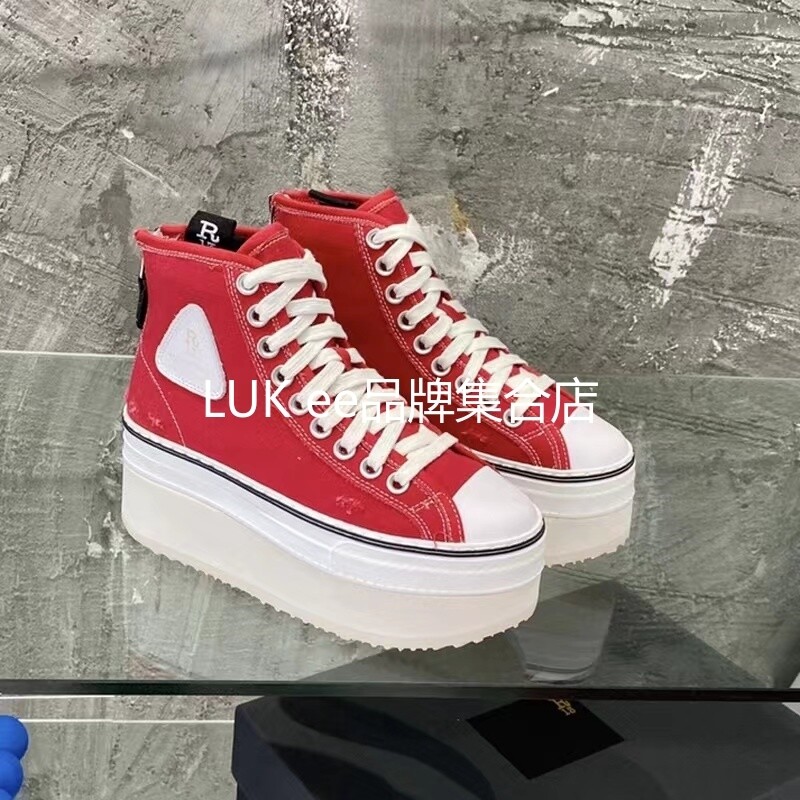 R13 Old Ripped Platform Shoes High-top Lace-up Casual Shoes Women Luxury Shoes