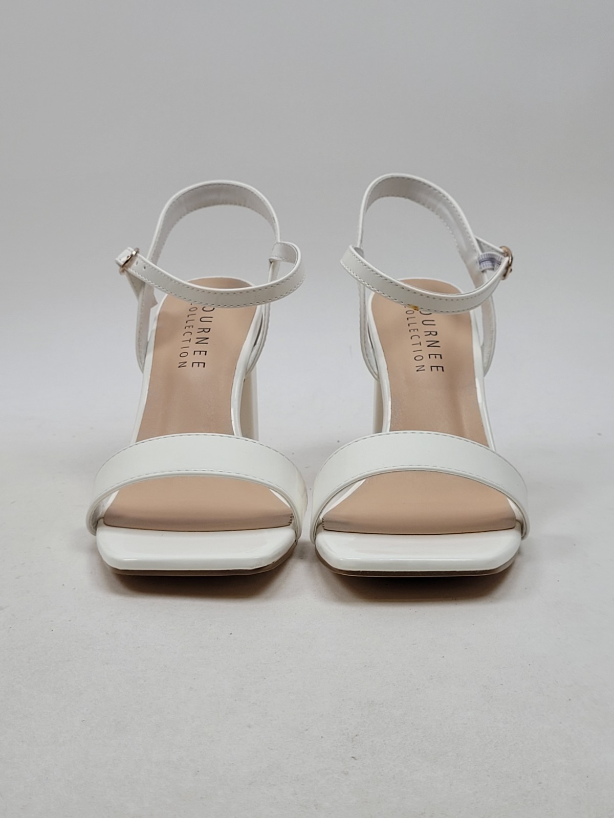 Journee Collection Women’s Tivona Square Toe Sandals White Shoe Size 8