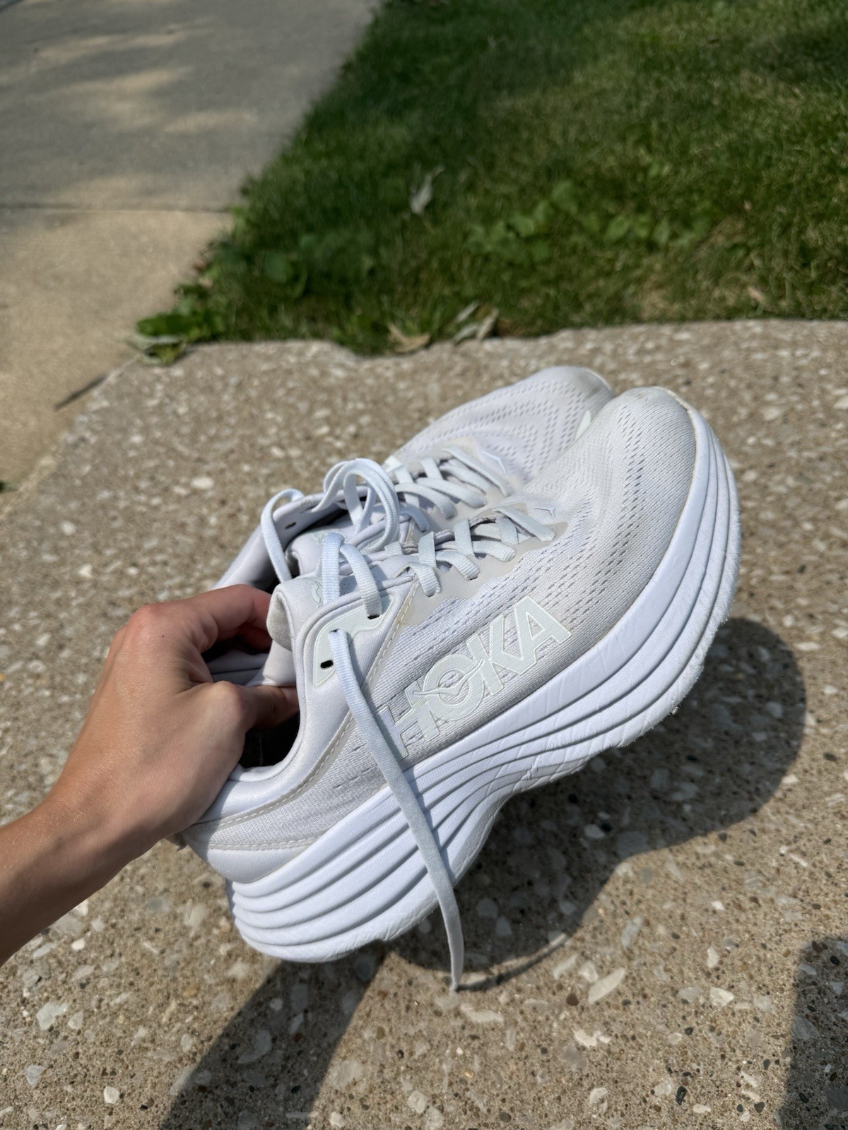 Woman’s White Hoka Bondi 8 Size 8b Sneakers Tennis Shoes