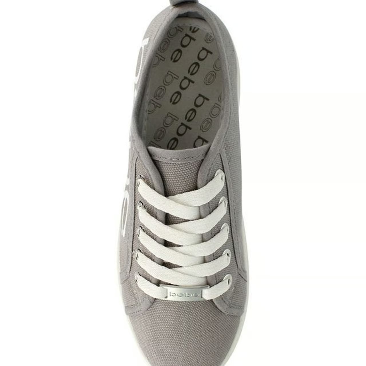 BEBE Women’s Light Gray Canvas White Logo Platform Sneakers Shoes 7 M NEW 🌸