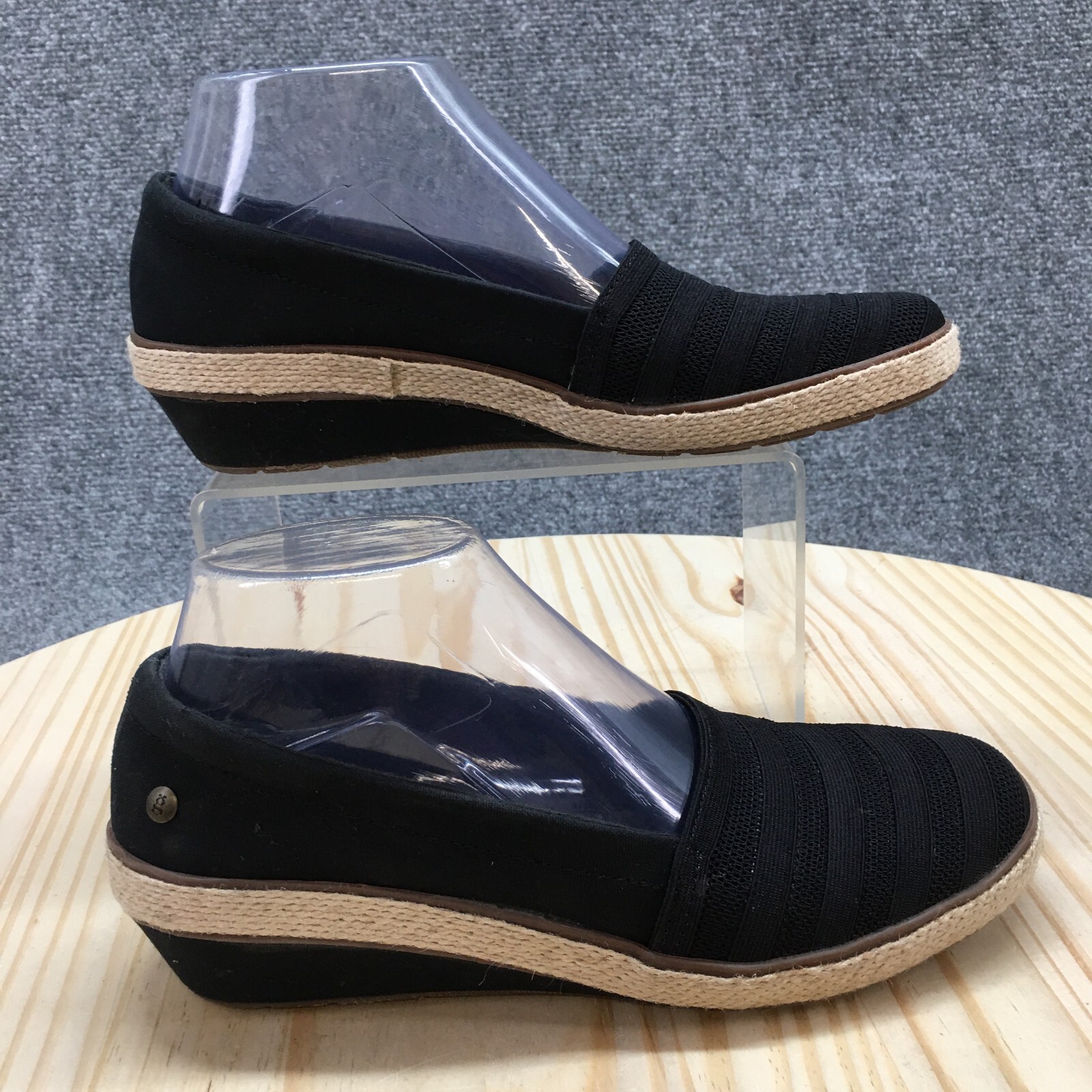Grasshoppers Shoes Womens 6.5 M Cleo Casual Slip On Wedge Loafer Black Fabric