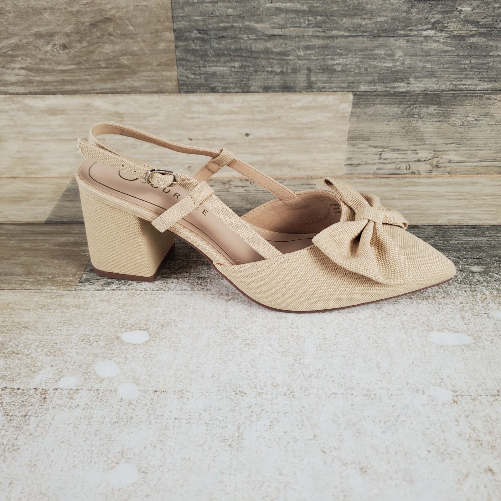Journee Tailynn Women Pumps Sz 8 Casual Cream Pointed Toe Block Heel Slingback