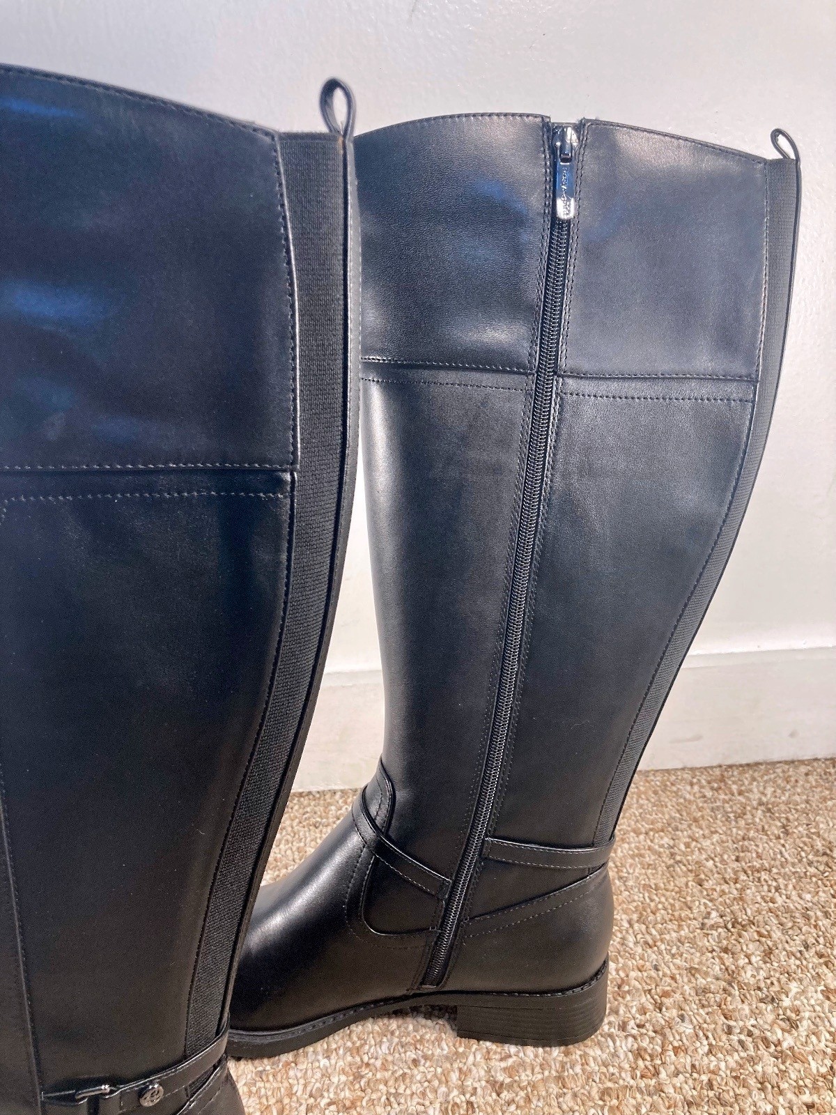 New Easy Spirit Black Tall Riding Boots Size 9 M Buckle Detail