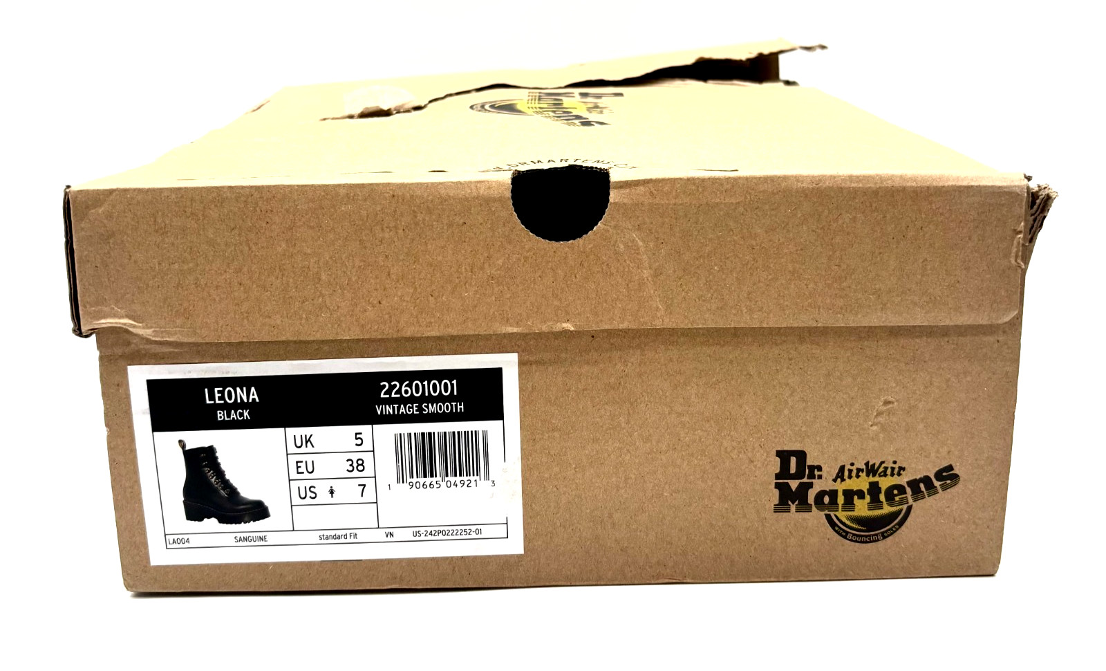 DR. MARTENS Wonebs Black Leona Vintage Smooth Leather Heeled Boots Size 7