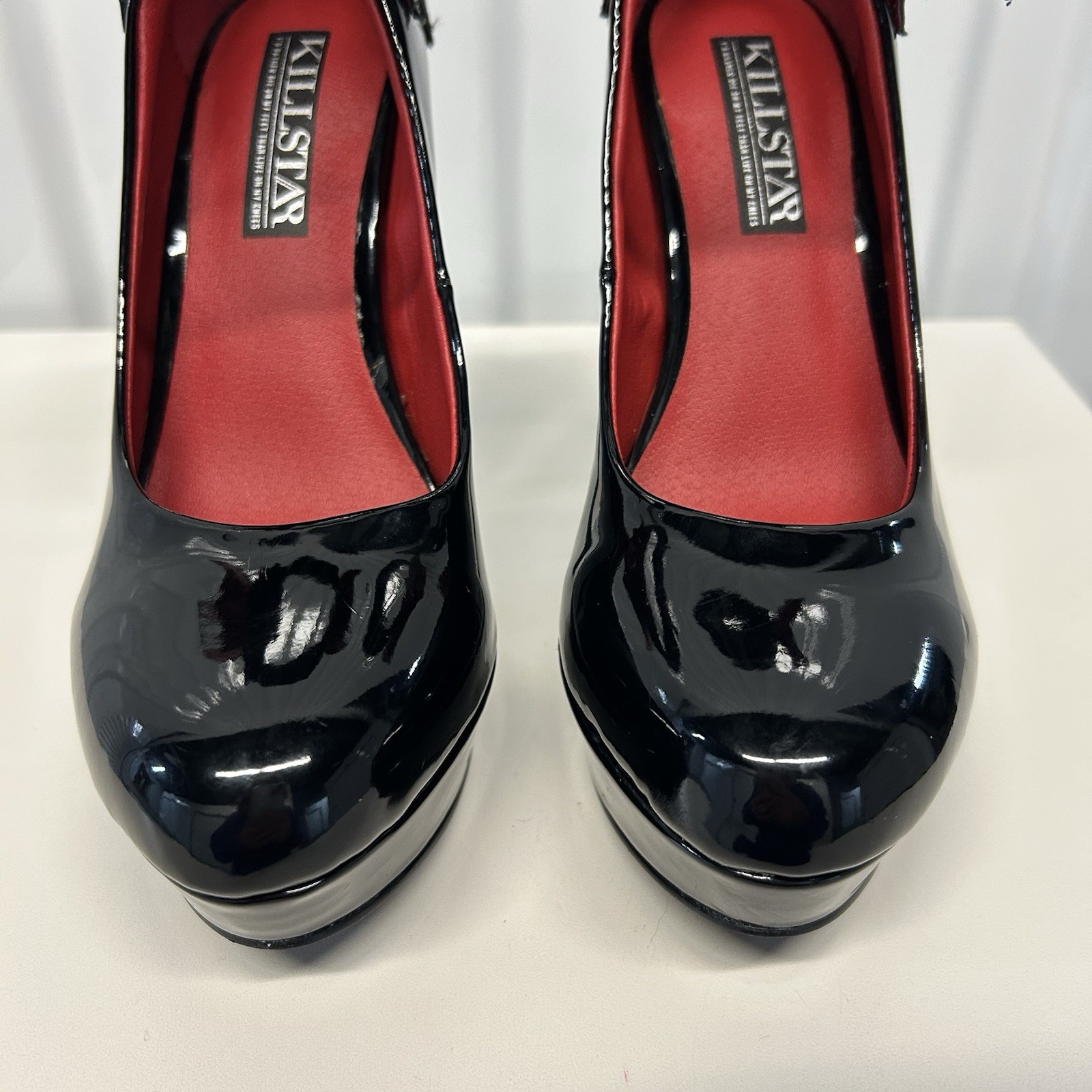 Killstar Cemetery Lane Black Bat Wing High Heels Faux Leather Women’s US Sz 5