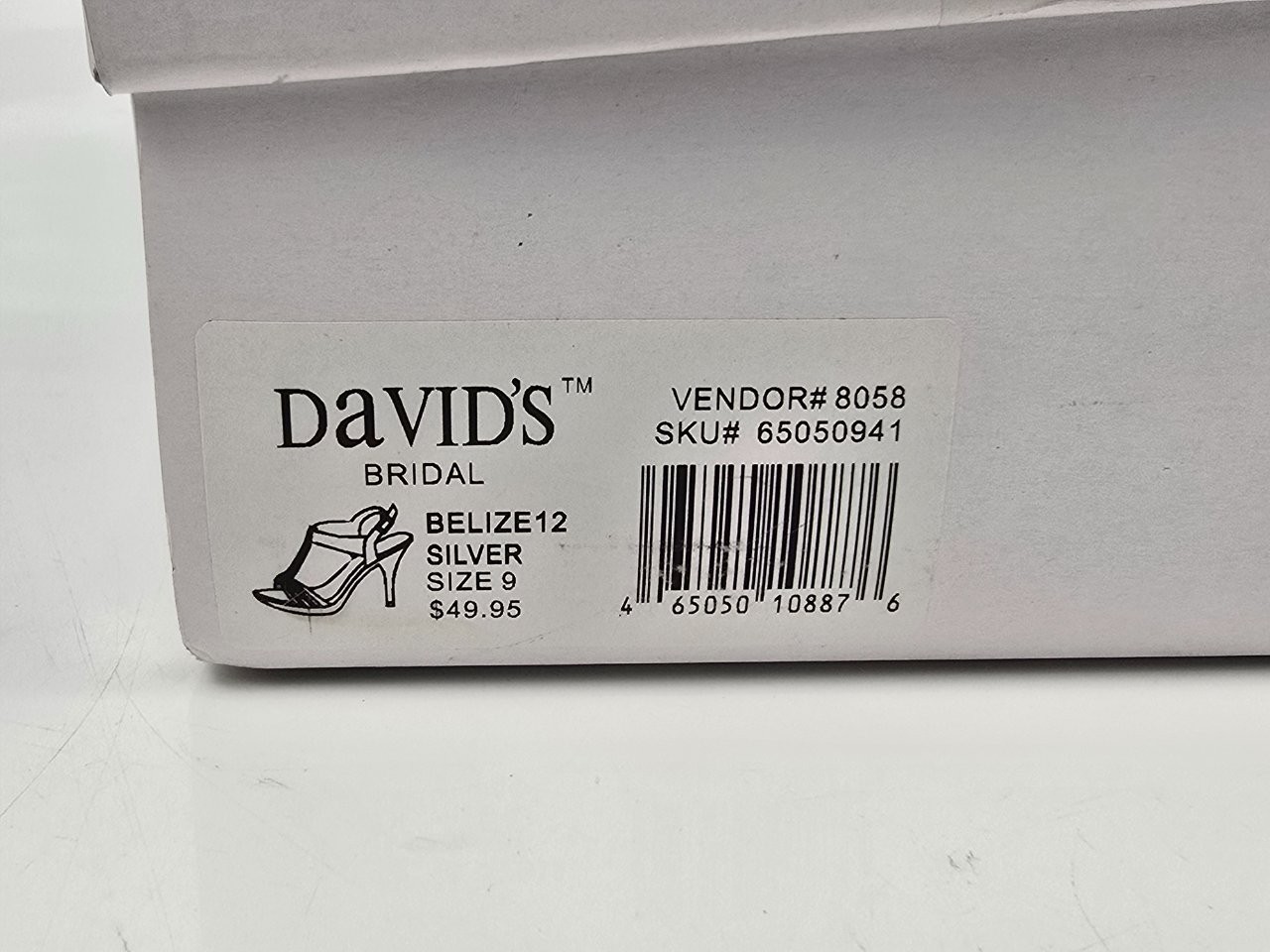 David’s Bridal Belize12 Women’s Silver Rhinestone T-Strap Strap Heels Size 9