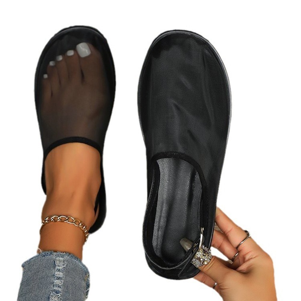 Casual Womens Mesh Mules with Closed Toe and Flat Bottom for Daily Wear