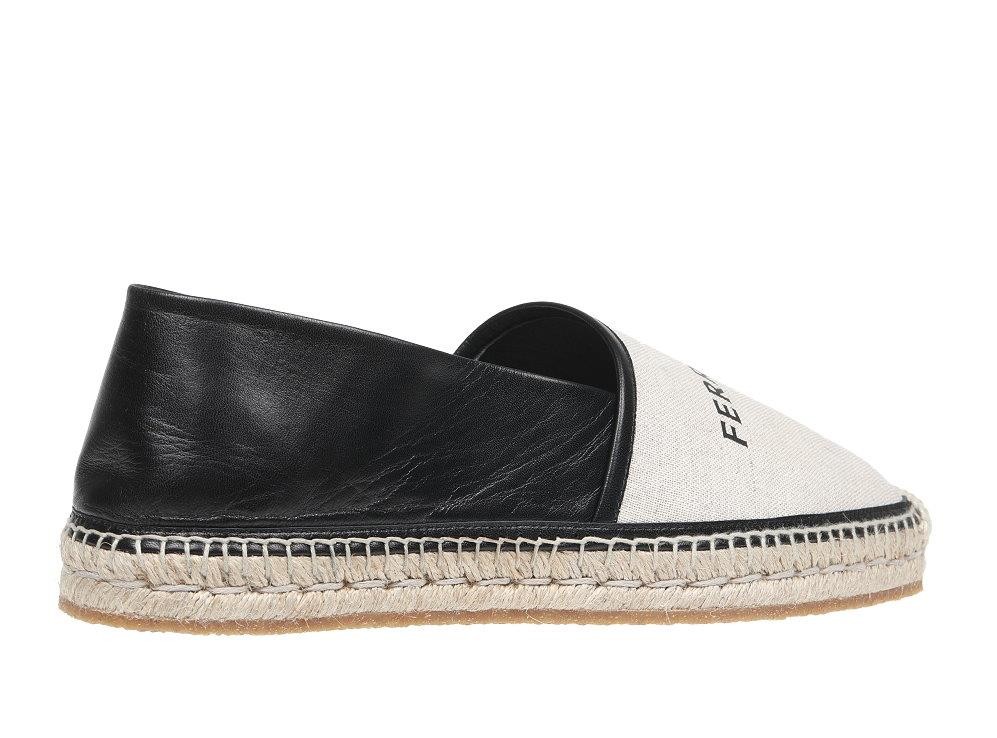 NEW SALVATORE FERRAGAMO LADIES CANVAS LEATHER LOGO ESPADRILLES LOAFERS SHOES 10